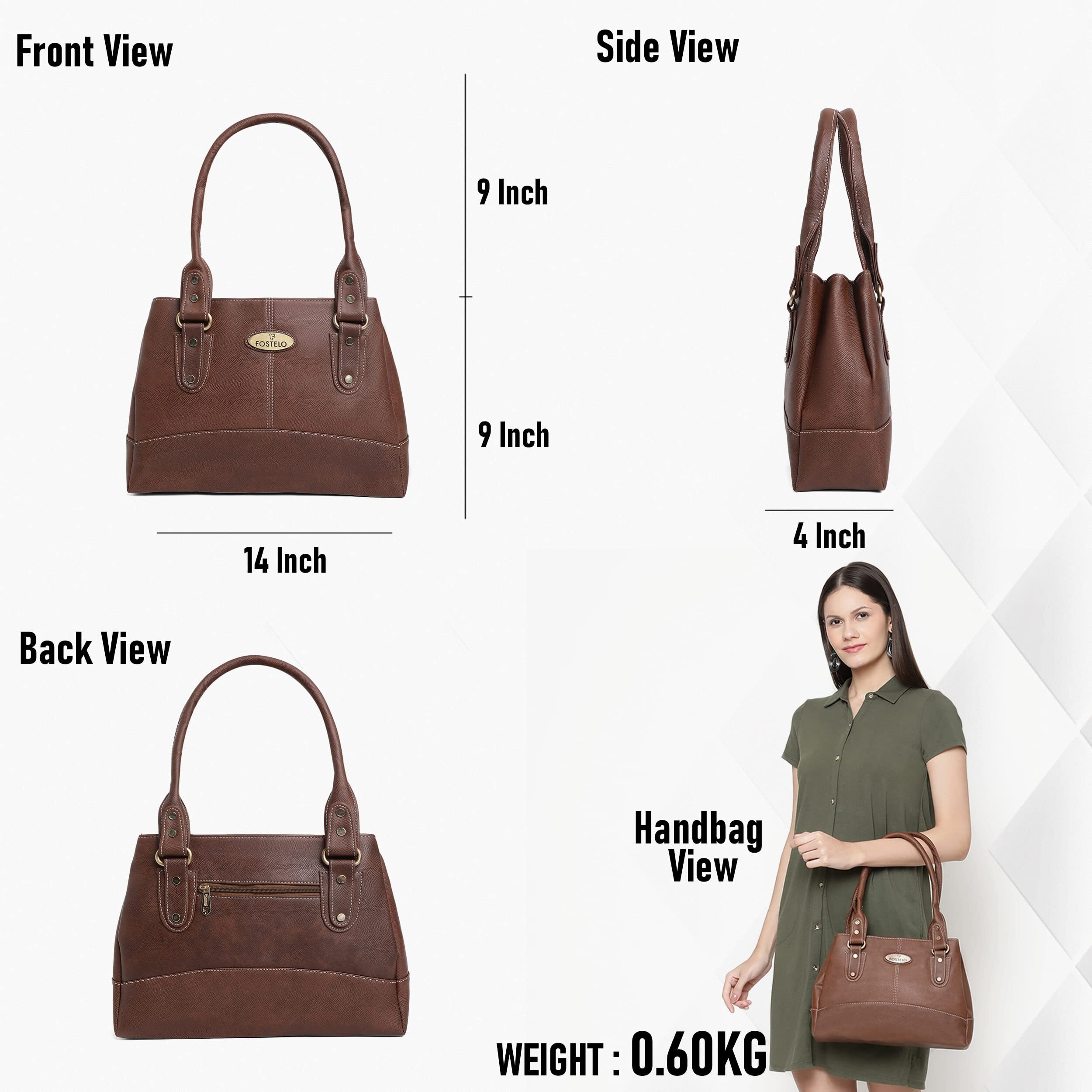 Fostelo Women's Vegan Leather Birdie Handbags Shoulder Hobo Bag Ladies Purse (Brown) (Large)