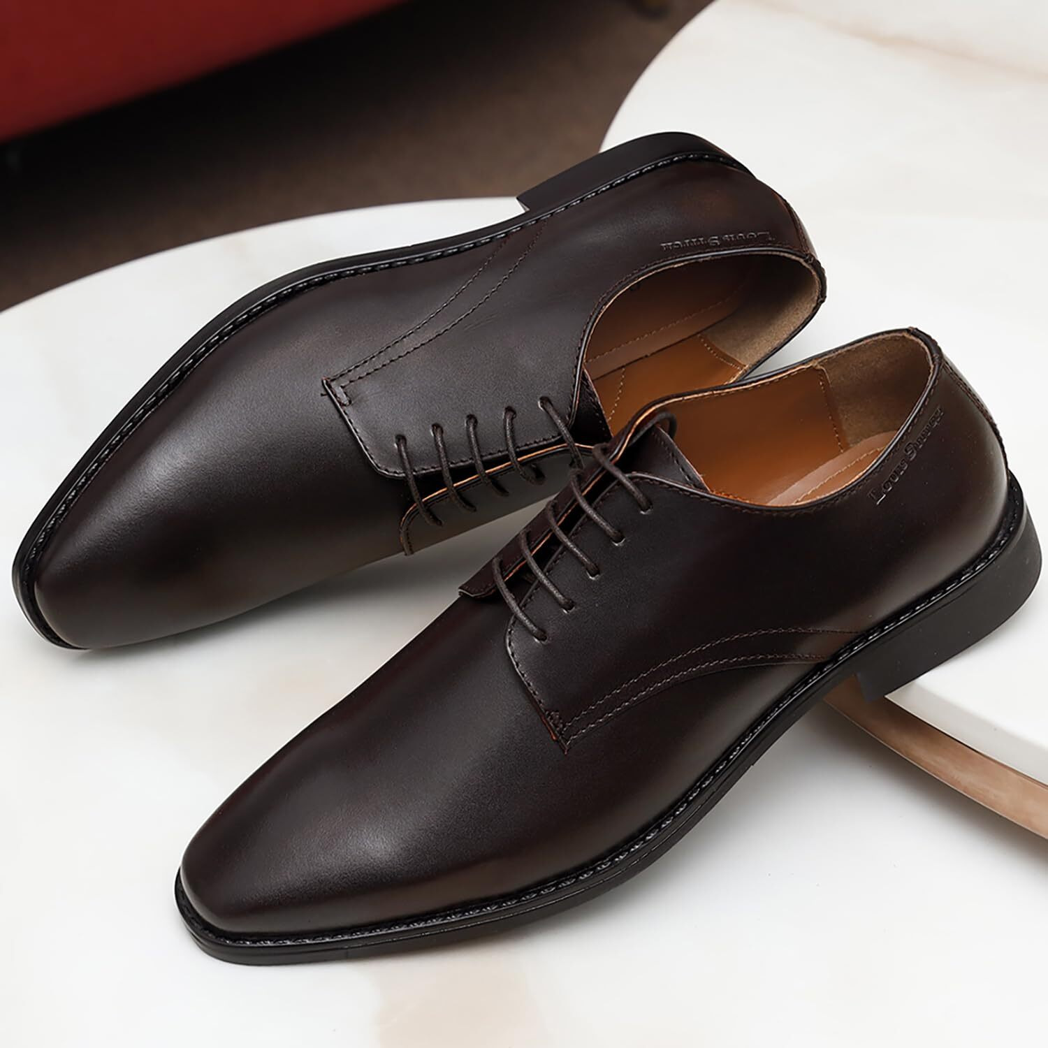Louis Stitch Formal Derby Lace Up Shoes For Men | Handcrafted Italian Leather Mens Shoes | Brown | Rxpl | Uk Size 10