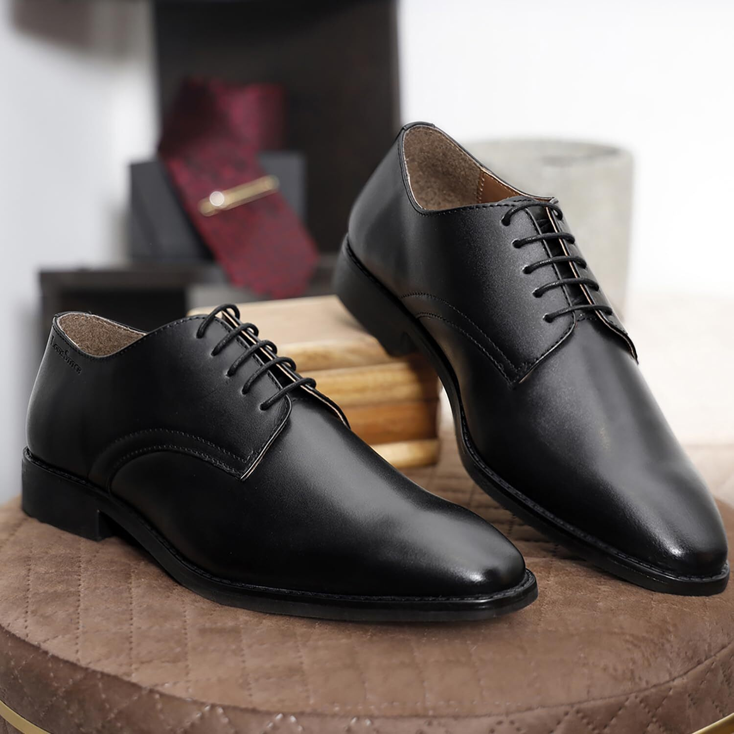 Louis Stitch Formal Derby Lace Up Shoes For Men | Handcrafted Italian Leather Mens Shoes | Black | Rxpl | Uk Size 8