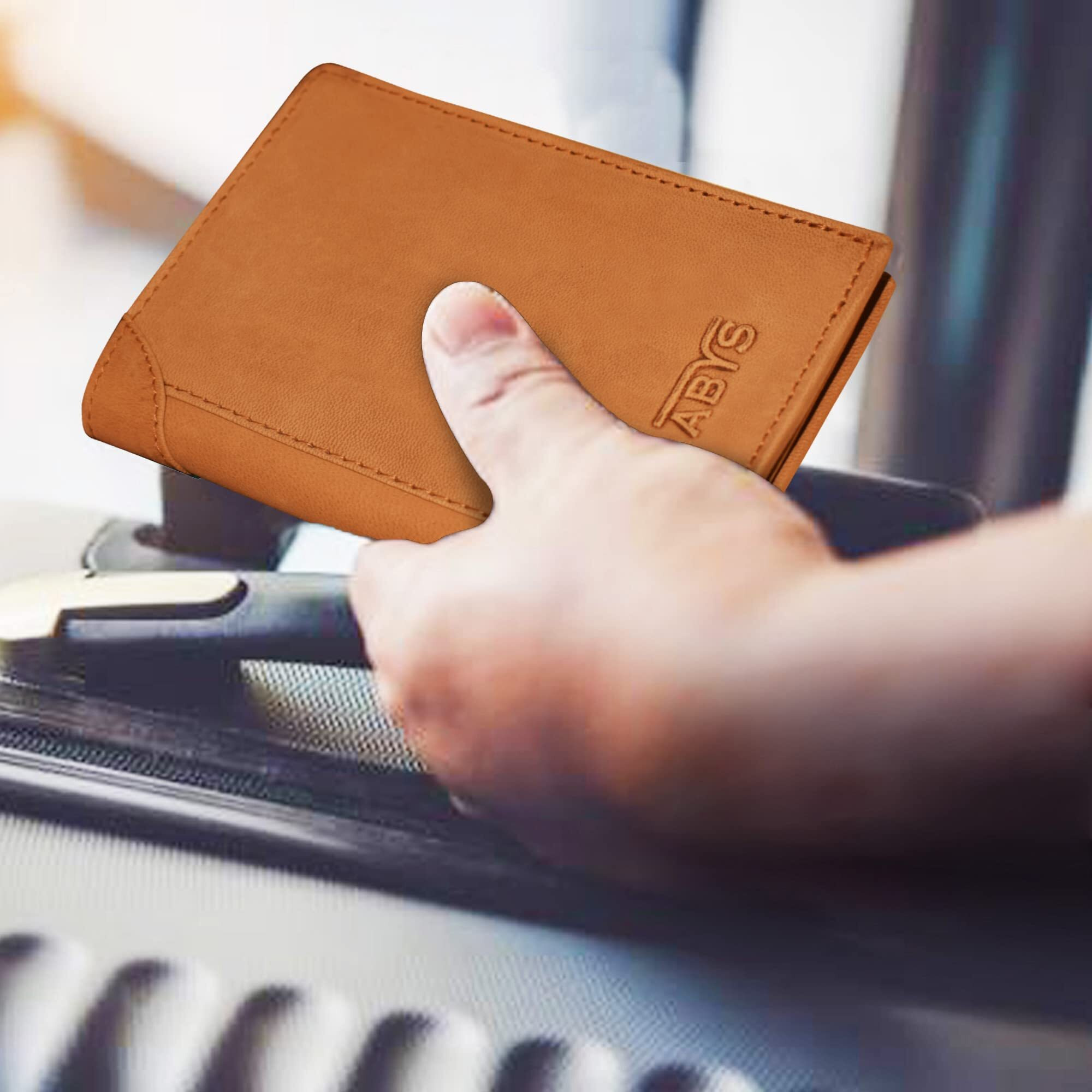 Abys Genuine Leather Unisex Card Holder||Credit Card Case (Tan Hunter)