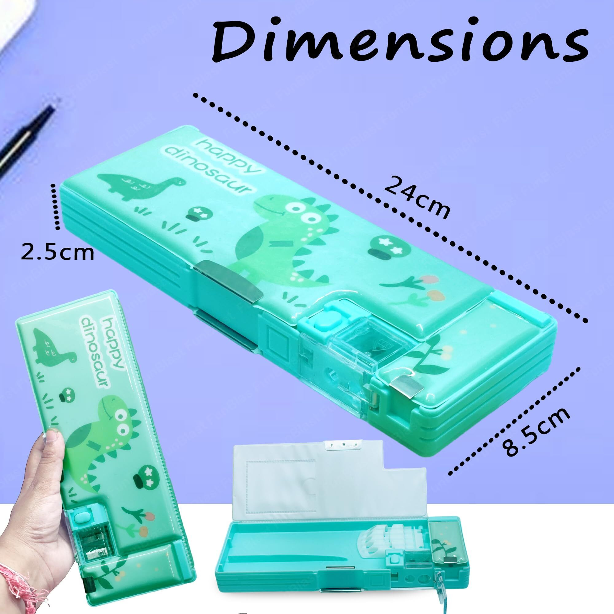 Funblast Multifunctional Pencil Box For Kids, Dinosaur Pencil Box, Kids Pencil Box For Boys & Girls, Magnetic Pencil Box For Boys, Pop Up Pencil Box - Plastic, Multicolor