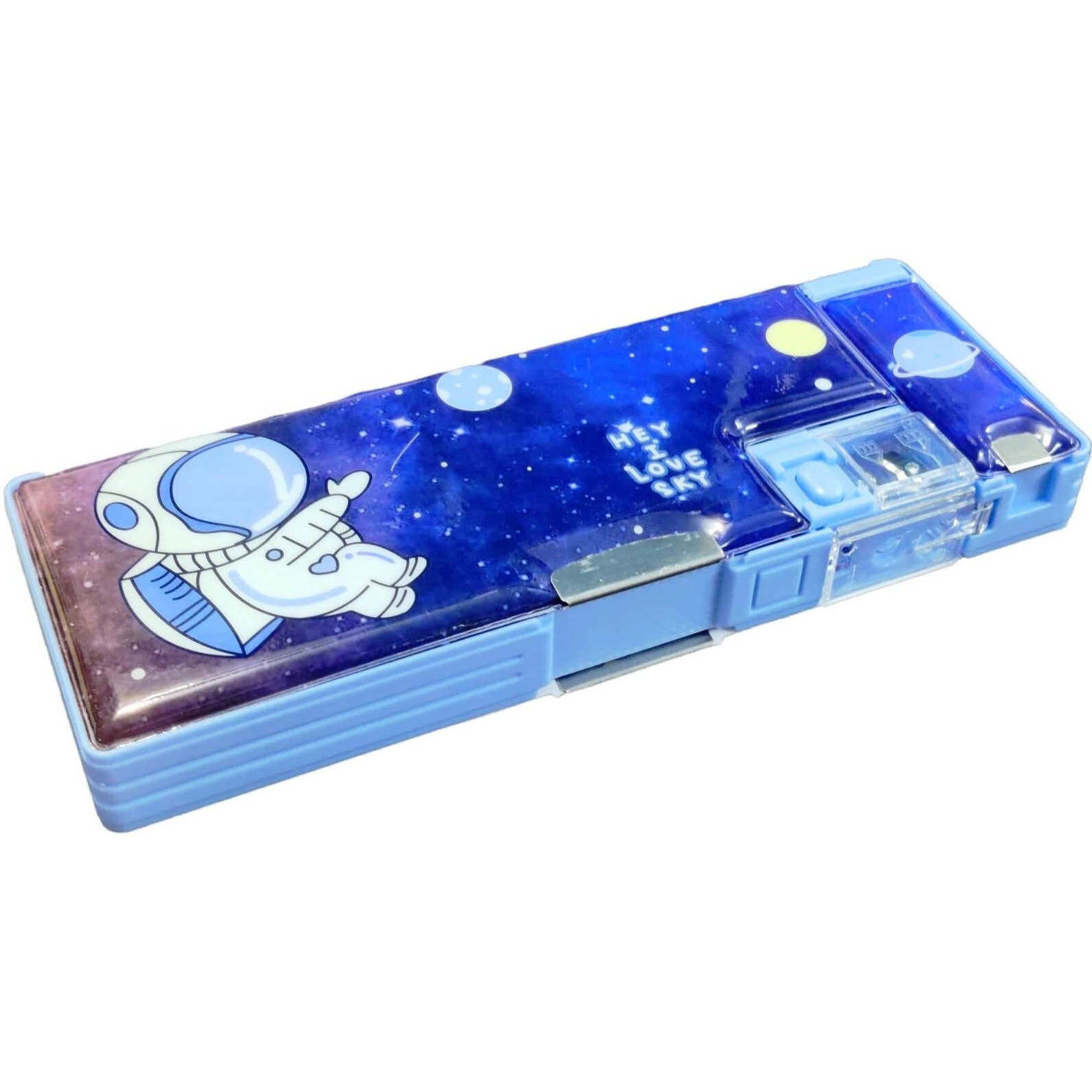 Funblast Multifunctional Pencil Box Kids, Space Pencil Box Boys, Kids Pencil Box Boys & Girls, Magnetic Pencil Box Boys, Pop Up Pencil Box, Space Theme Return Gifts Kids - Plastic, Multicolor