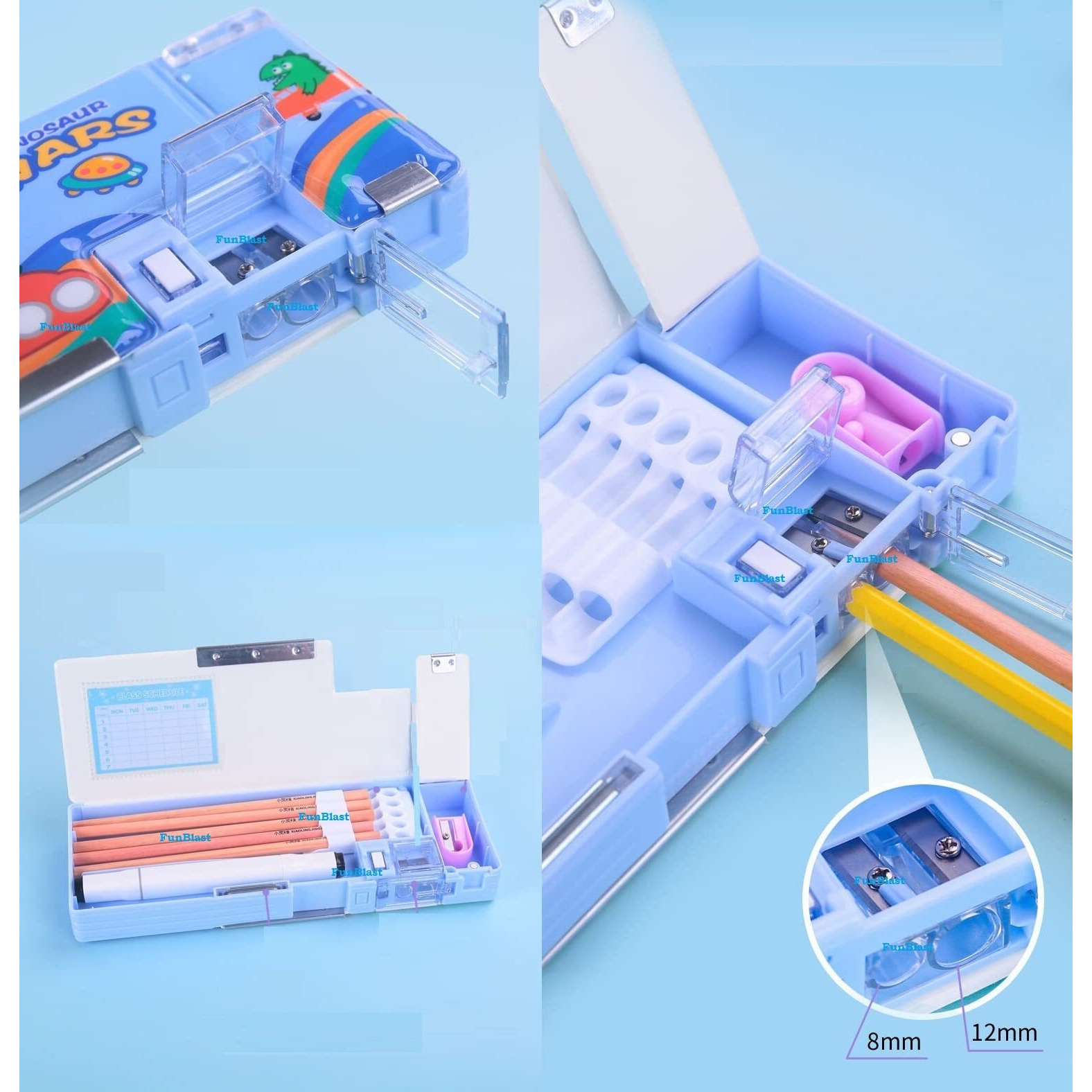 Funblast Plastic Multifunctional Pencil Box For Kids,Space Pencil Box For Boys,Kids Pencil Box For Boys&Girls,Magnetic Pencil Box For Boys,Pop Up Pencil Box,Space Theme Gifts For Kids,Multicolor