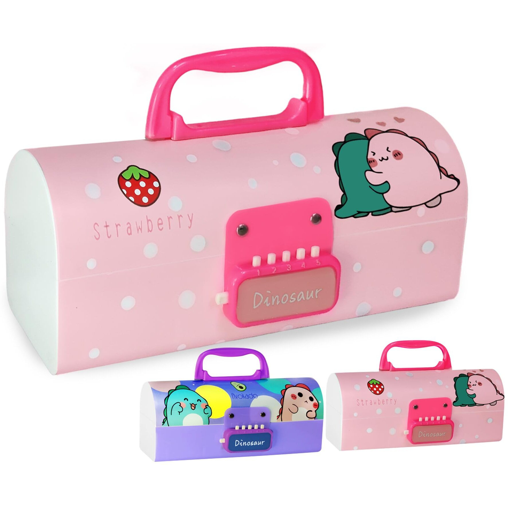 Funblast Pen & Pencil Box For Girls Suitcase Style Password Lock Pencil Case, Multi-Layer Pencil Box For Kids, Boys, Girls, Geometry Box (1 Pc' Random Color, Plastic, Multicolor)
