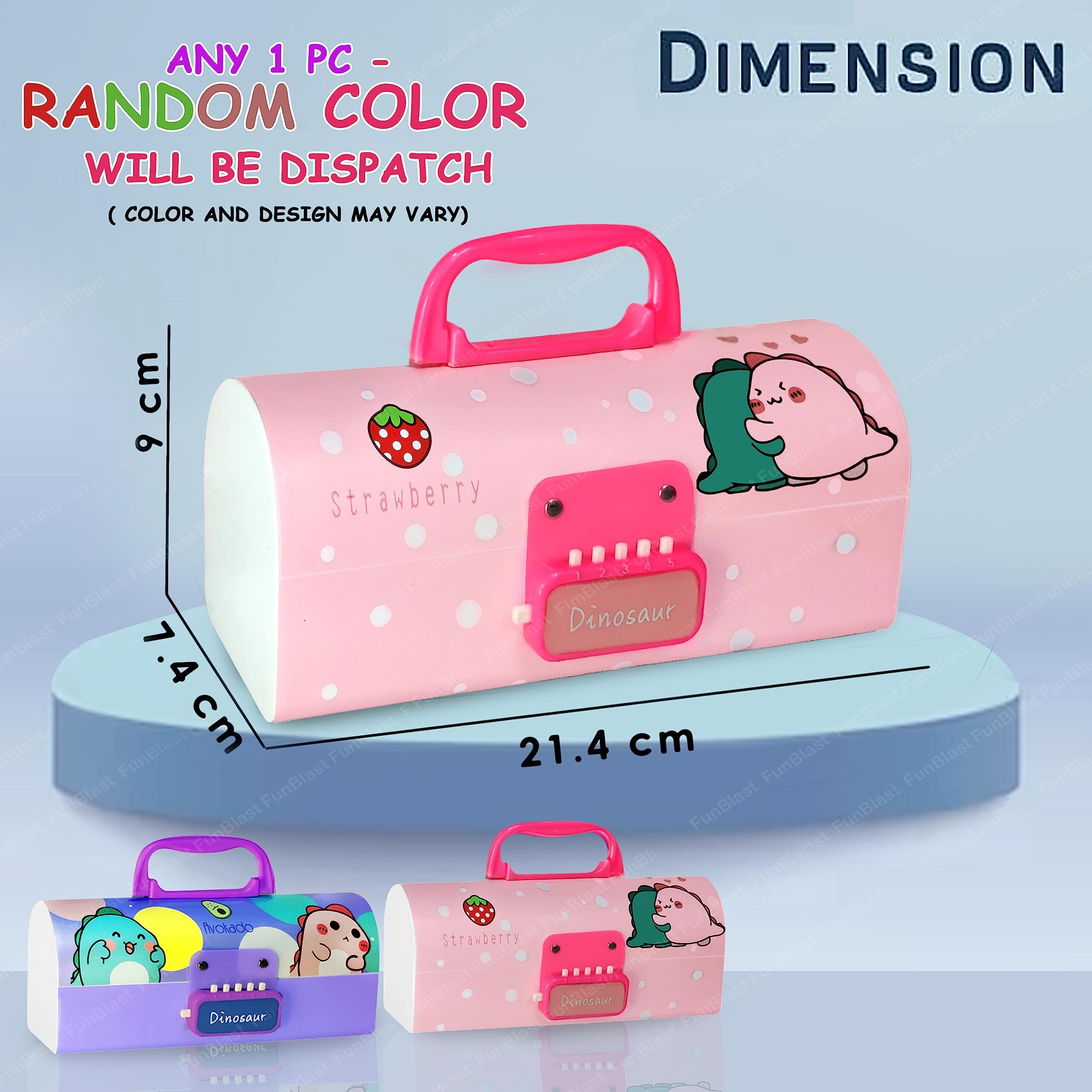 Funblast Pen & Pencil Box For Girls Suitcase Style Password Lock Pencil Case, Multi-Layer Pencil Box For Kids, Boys, Girls, Geometry Box (1 Pc' Random Color, Plastic, Multicolor)