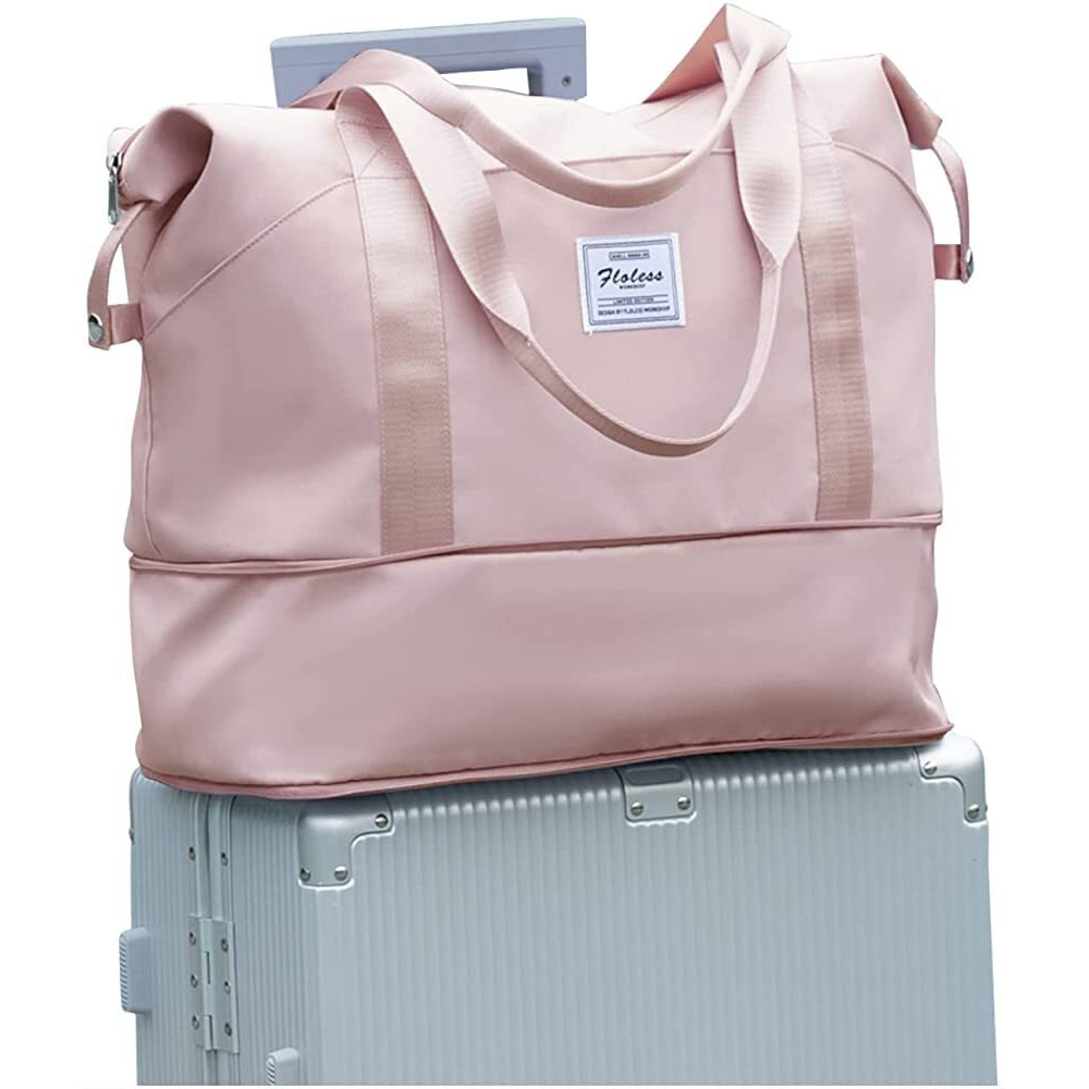 Lnt Large Capacity Polyester Folding Travel Bag 25 Cms Lightweight Waterproof Carry On Luggage Bags With Fixed Strap Dry And Wet Separation Foldable Travel Duffel Bag For Foldable Bag (Assorted Color)
