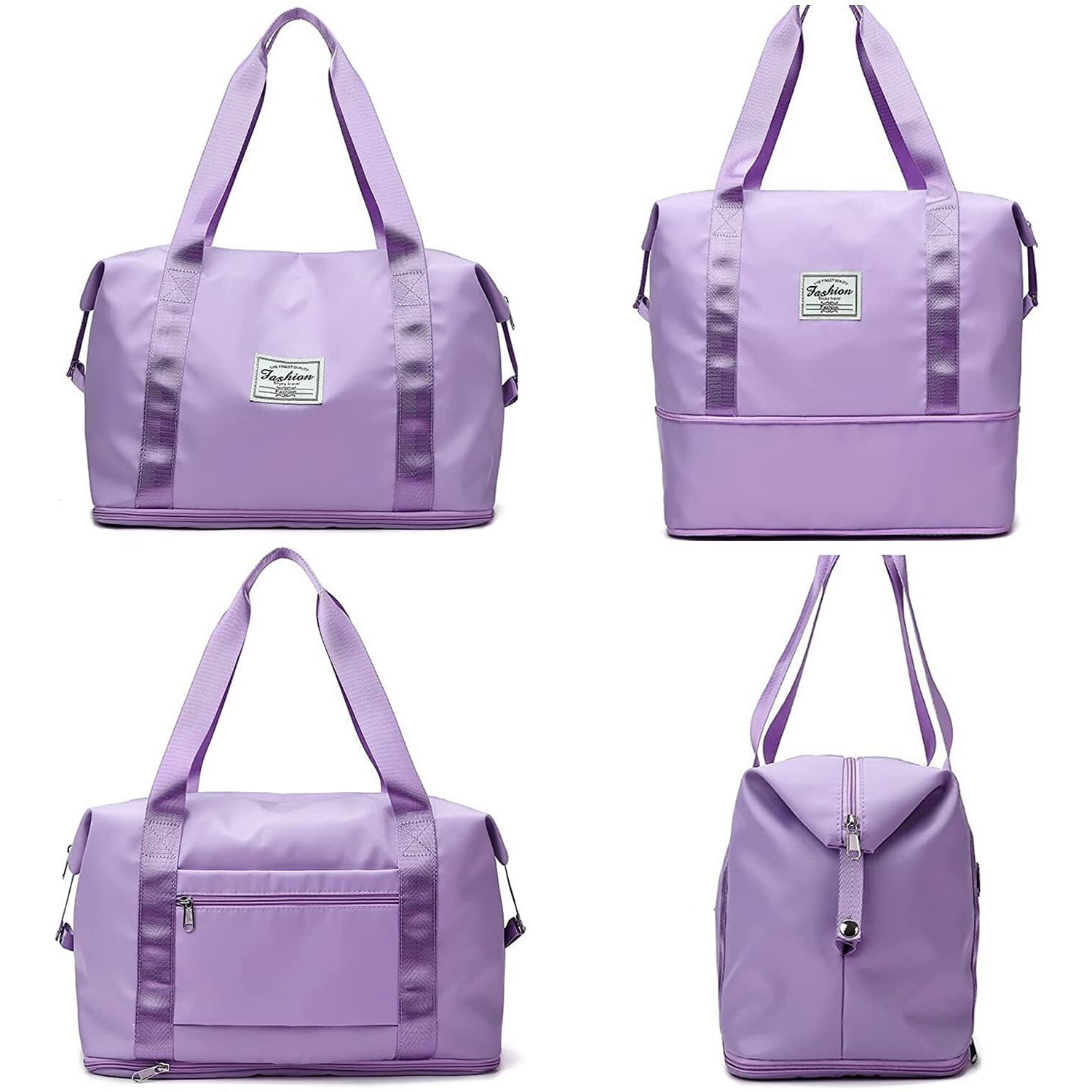 Lnt Womens Large Capacity Folding Travel Bag Travel Lightweight Waterproof Carry On Luggage Bags With Fixed Strap Dry And Wet Separation Foldable Travel Duffel Bag For Foldable Bag Peach (Purpal)