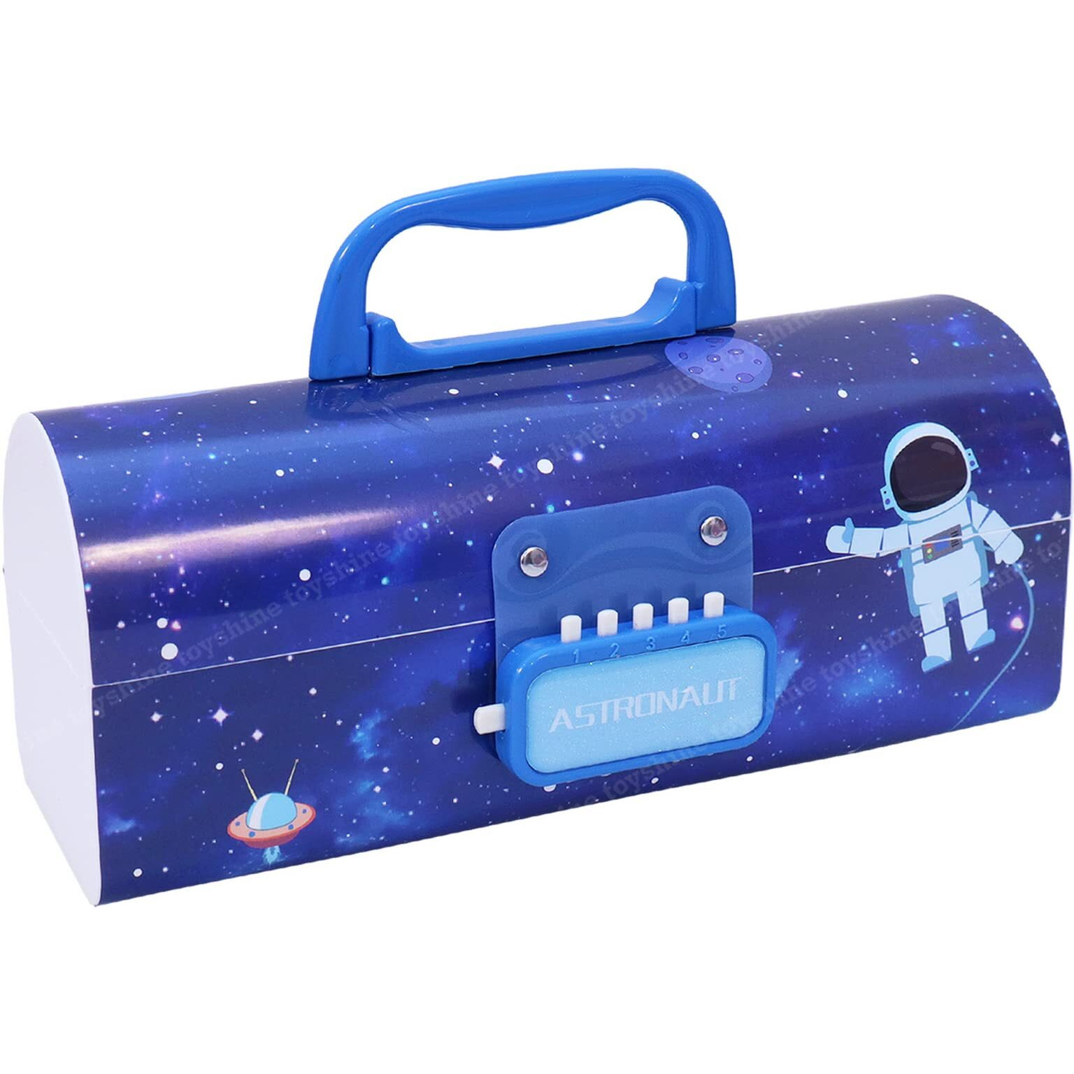 Toyshine Pencil Box With Code Lock Pen Case Large Capacity Multi-Layer Multi-Function Storage Bag Secret Compartment Pencil Box - Space Blue - Plastic