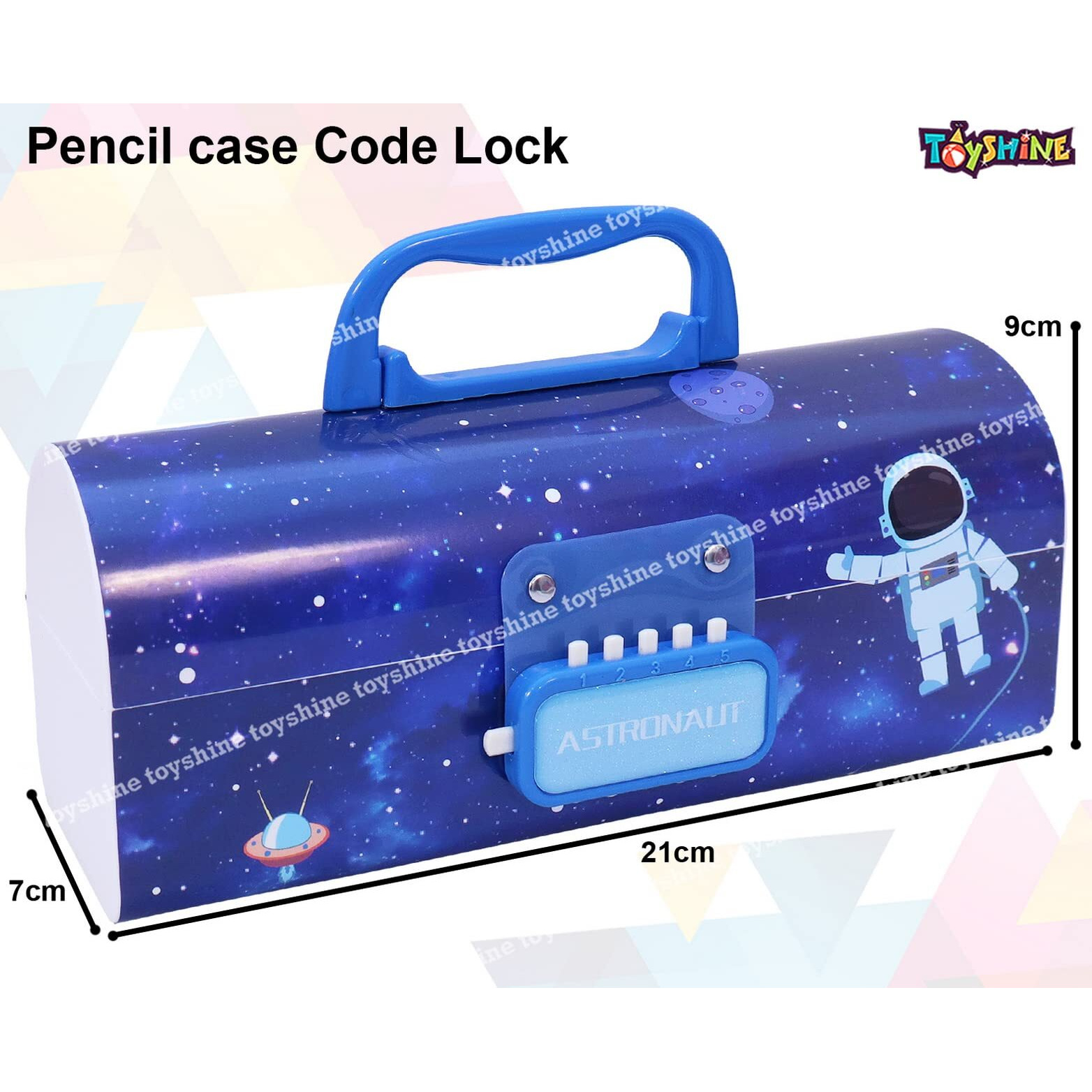 Toyshine Pencil Box With Code Lock Pen Case Large Capacity Multi-Layer Multi-Function Storage Bag Secret Compartment Pencil Box - Space Blue - Plastic