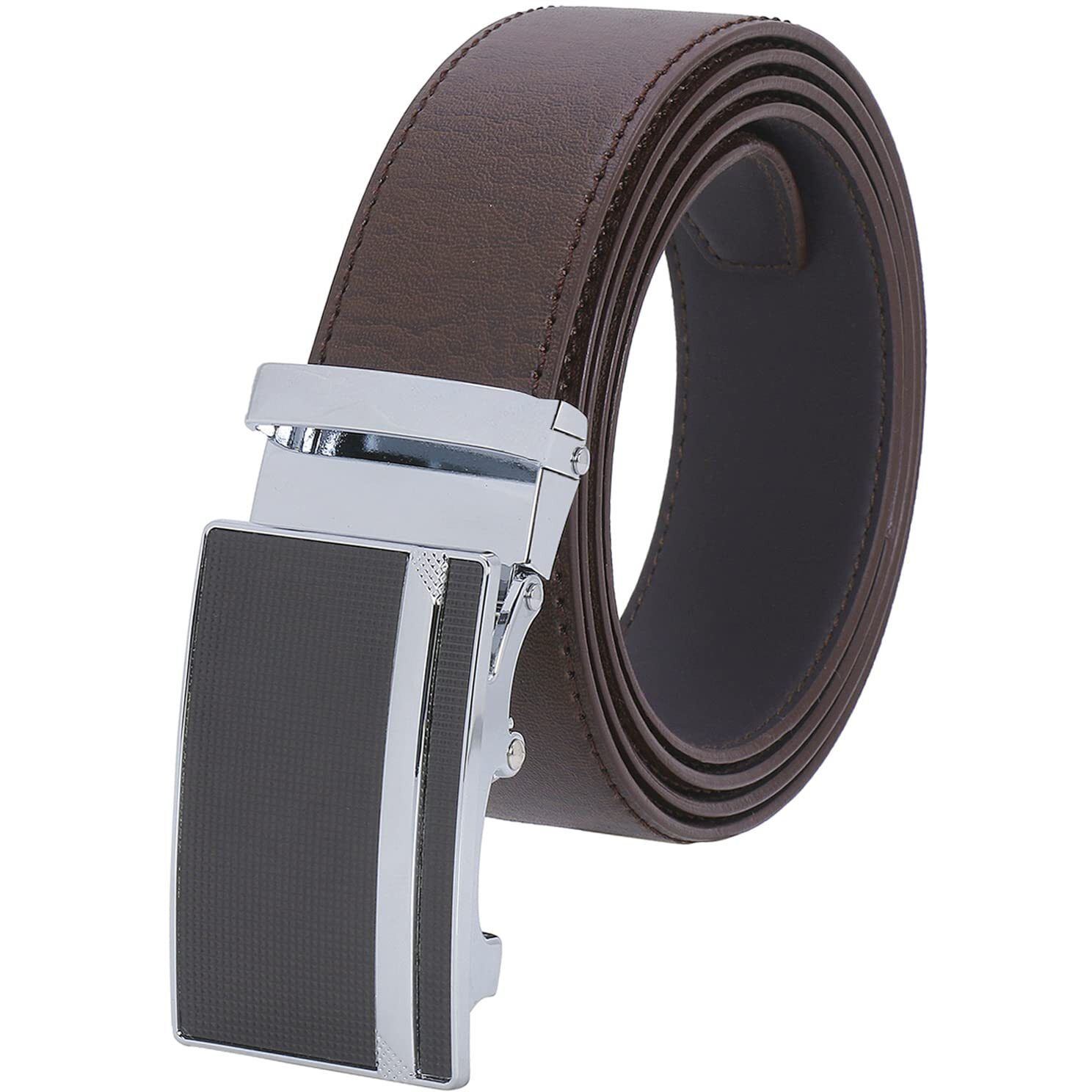 Labnoft Men's Auto Lock Pu Leather Belt, Brown