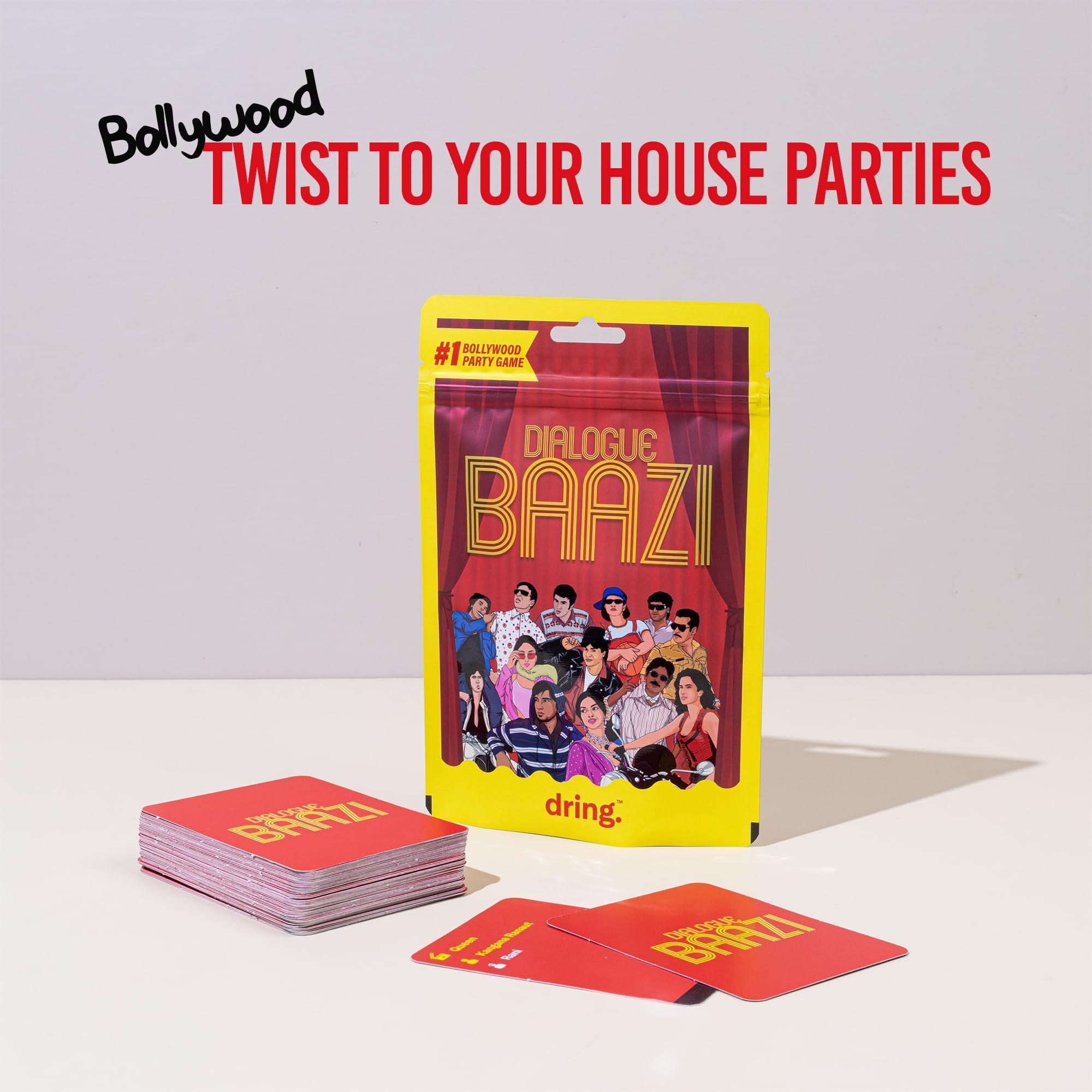 Dring Dialogue Baazi - The 1 Bollywood House Party Game For Friends (100 Cards, Multicolour) | Movie Quest, Dumb Charades, Film Card Game For Adults | Perfect For Birthday, Bachelor & Gifting |