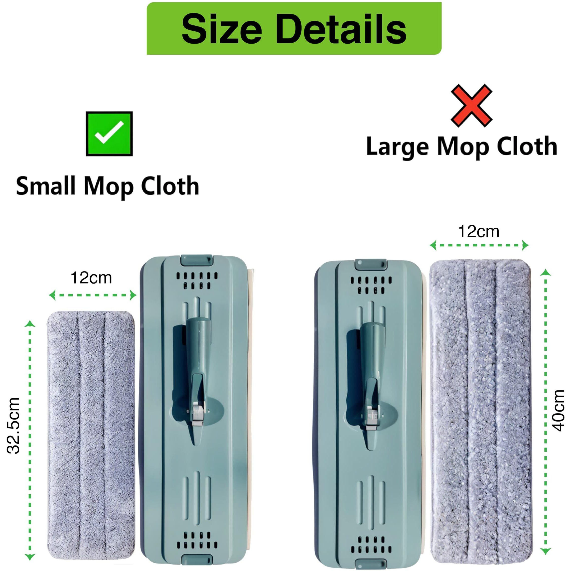 Freshome 2-Way-Lock Flat Microfiber Pad Refill For Flat Mop Pad Size - 32.5X12Cm Small (Check Your Mop Head Size) Easy-To-Attach, Machine Washable - Pack Of 1