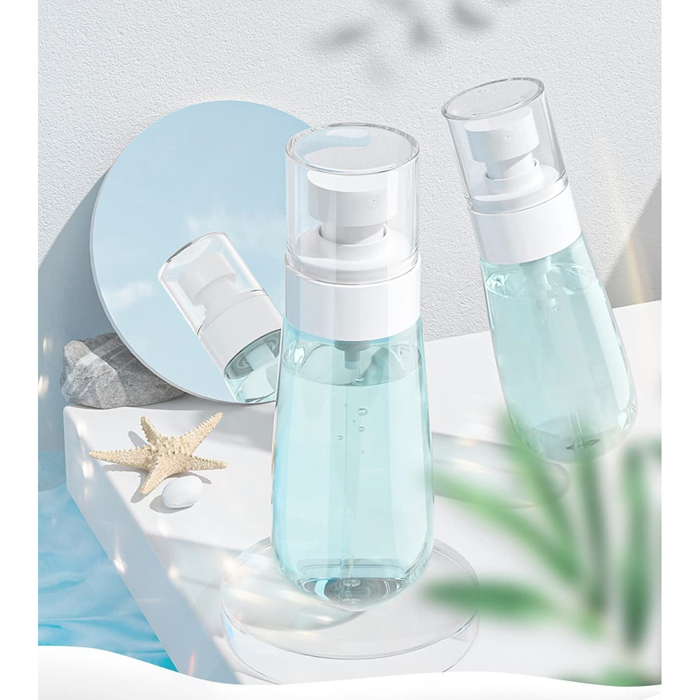 Wolpin Plastic Transparent Spray Bottles For Toiletries Empty Refillable Reusable Cosmetic, Toner Fine Mist Perfume Travel Spray Bottle 100 Ml (Set Of 2 Pcs)
