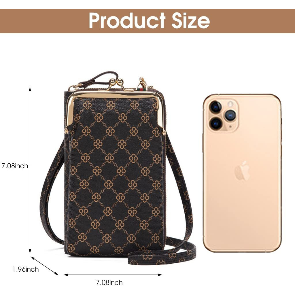 Palay Crossbody Phone Bag For Women Stylish Pu Leather Mobile Cell Phone Holder Pocket Purse Wallet Bag Pouch With Zipper Sling Bag Mini Shoulder Bags Brown
