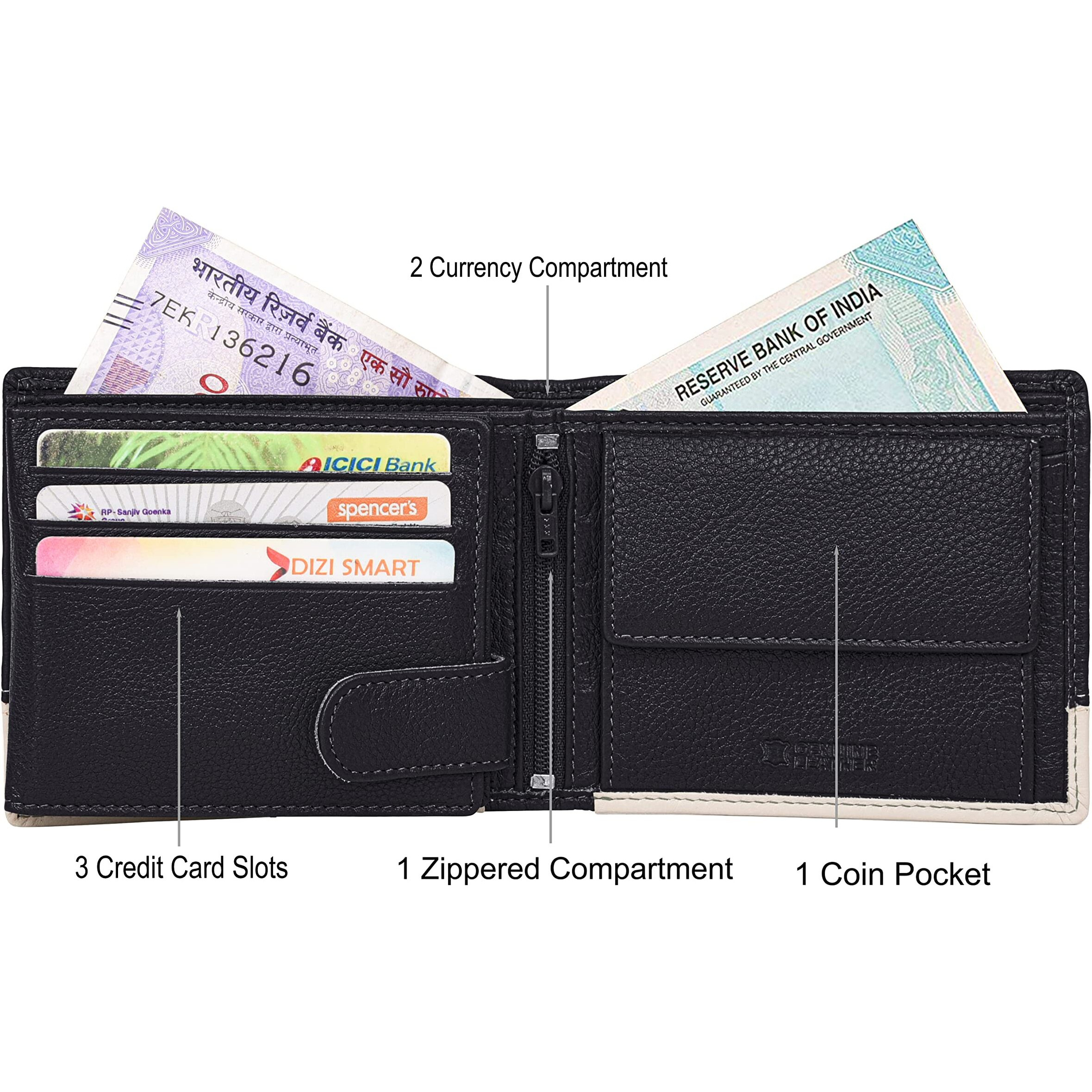 Urban Forest Seattle Black/Sand Leather Wallet For Men
