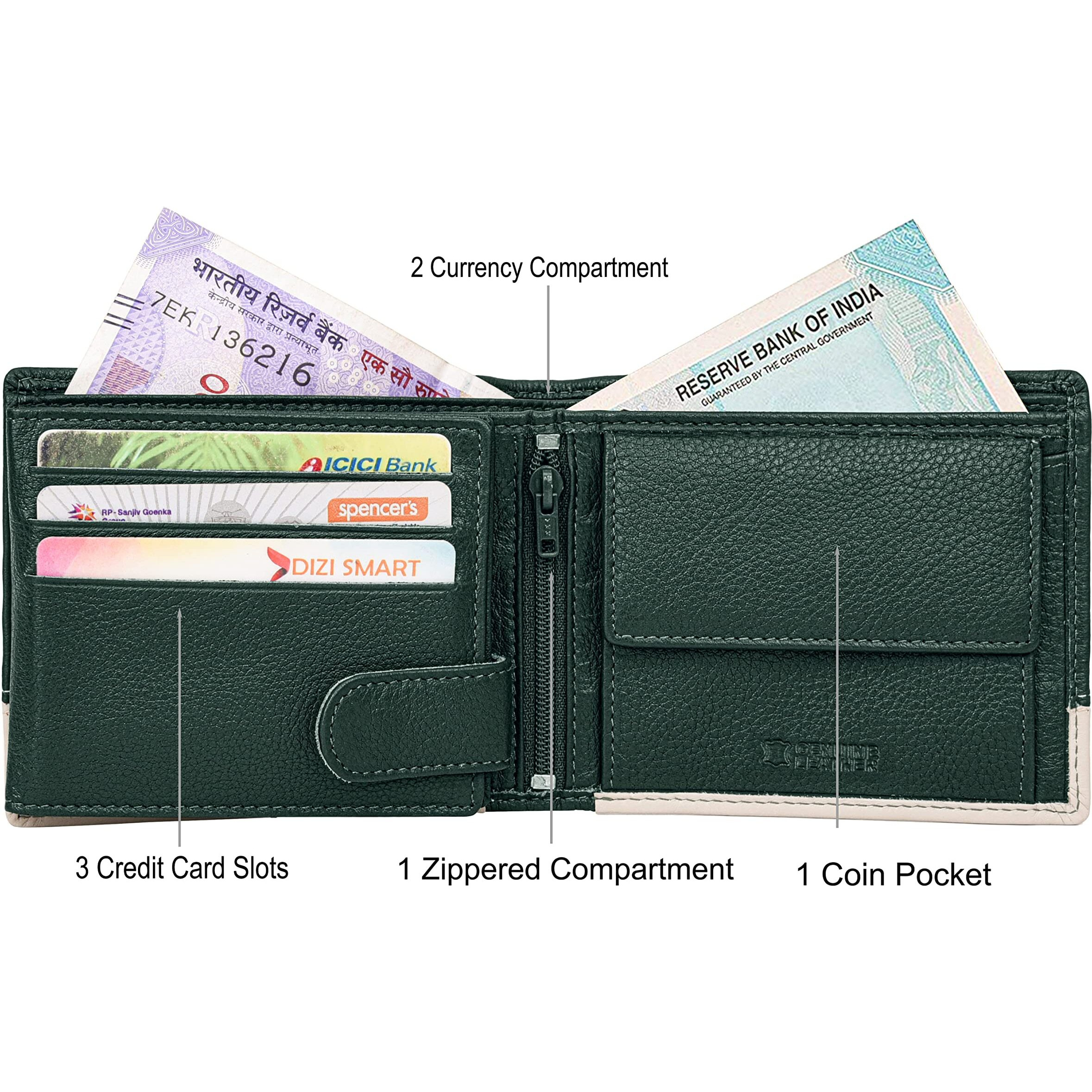Urban Forest Seattle Green/Sand Leather Wallet For Men