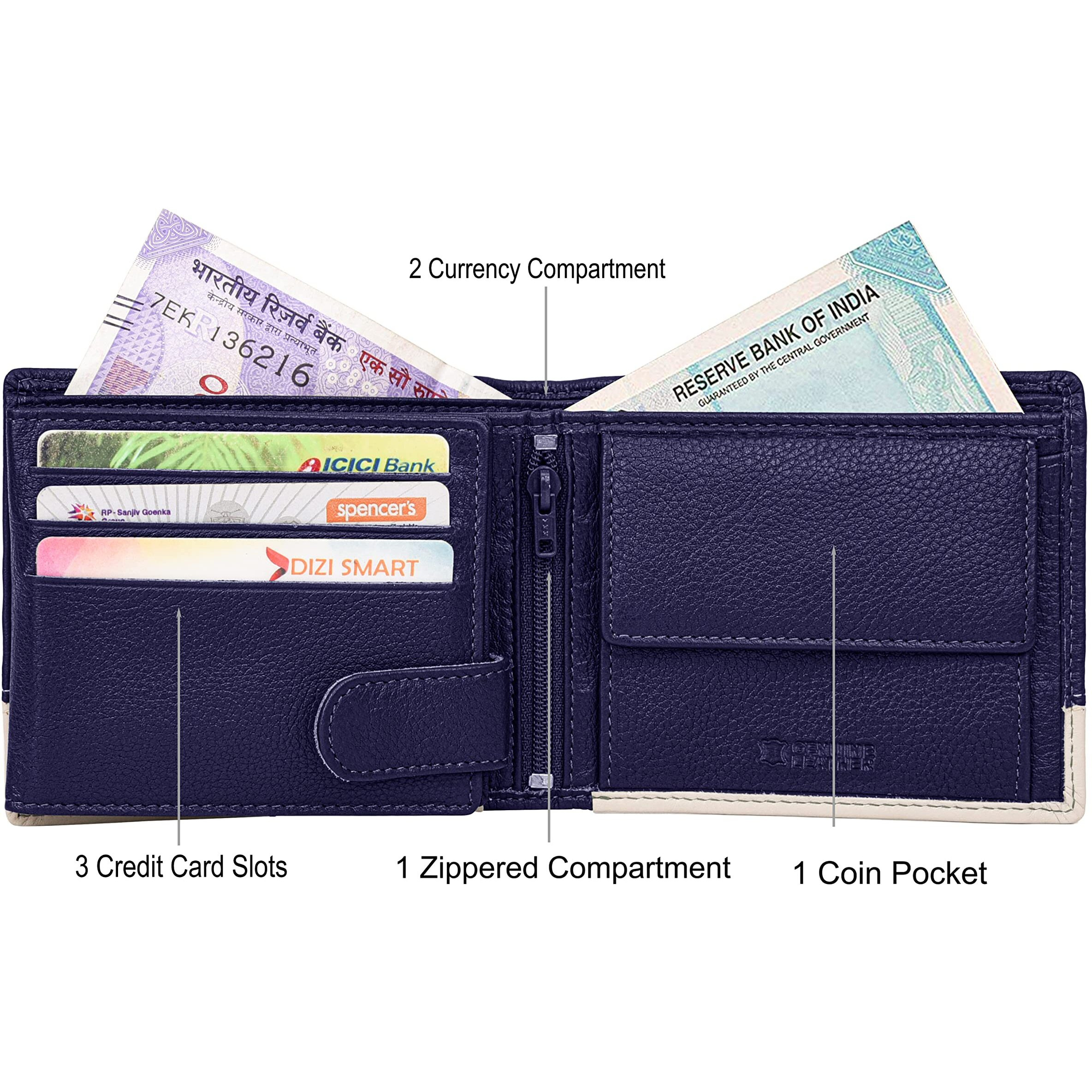 Urban Forest Seattle Blue/Sand Leather Wallet For Men
