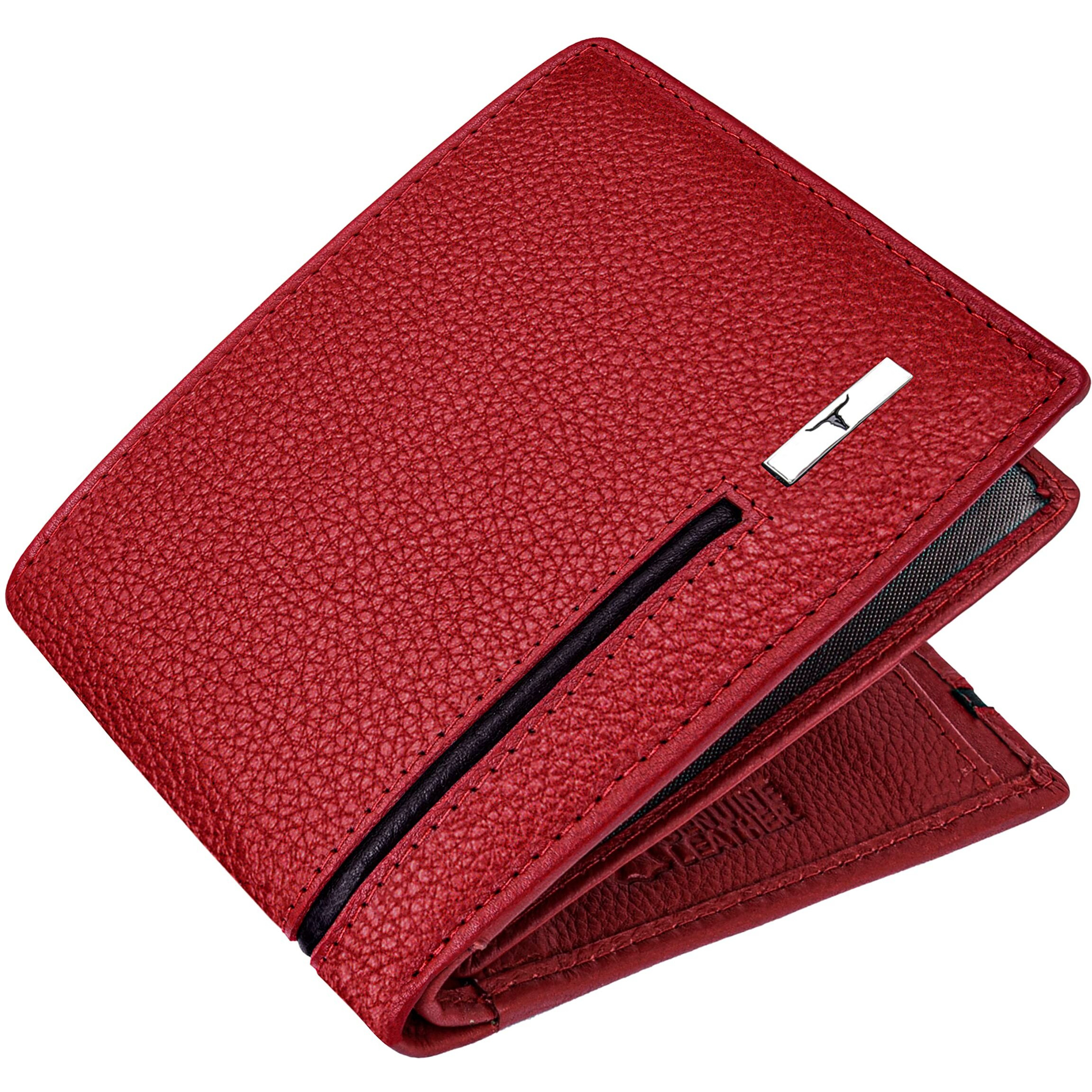 Urban Forest Stag Red/Black Leather Wallet For Men