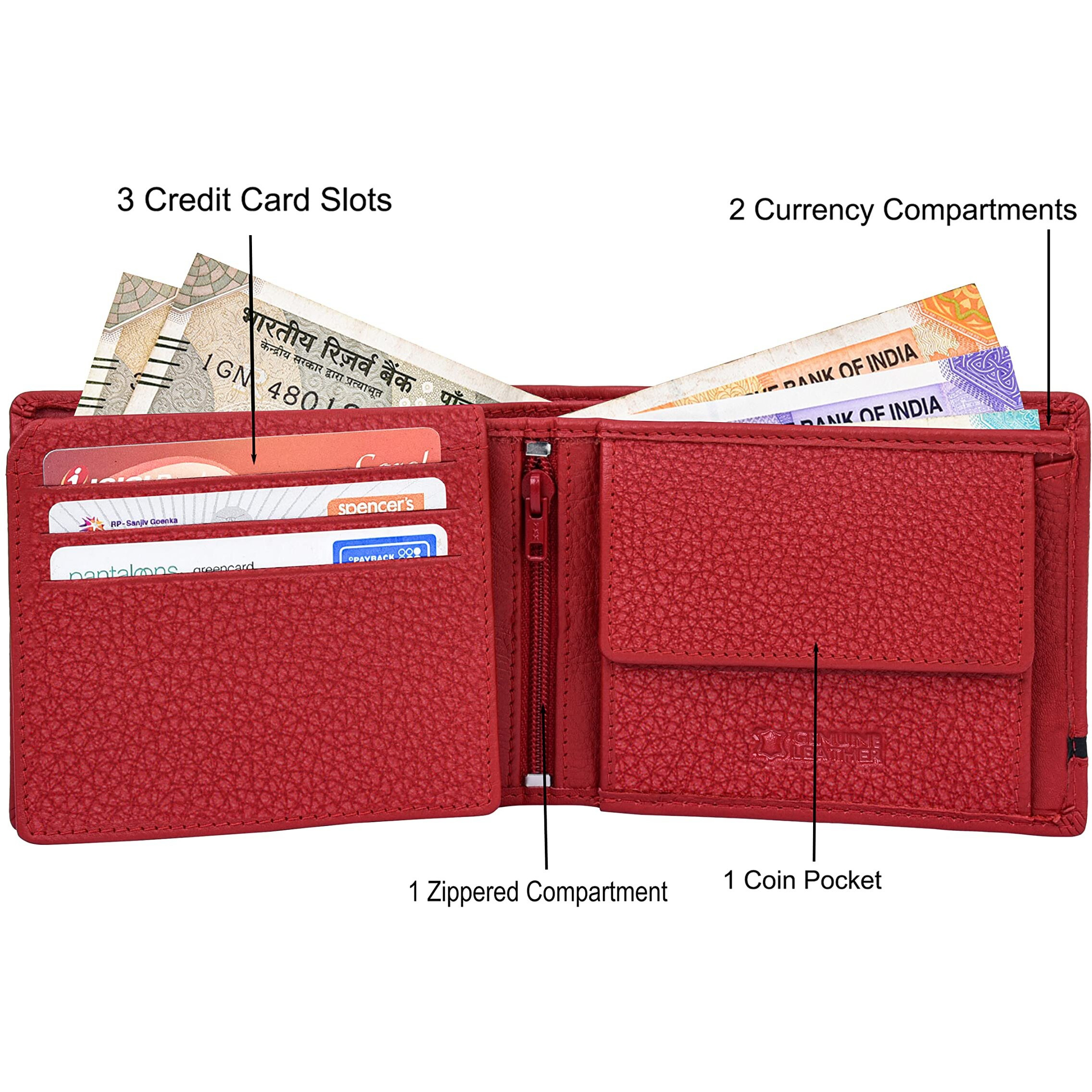 Urban Forest Stag Red/Black Leather Wallet For Men