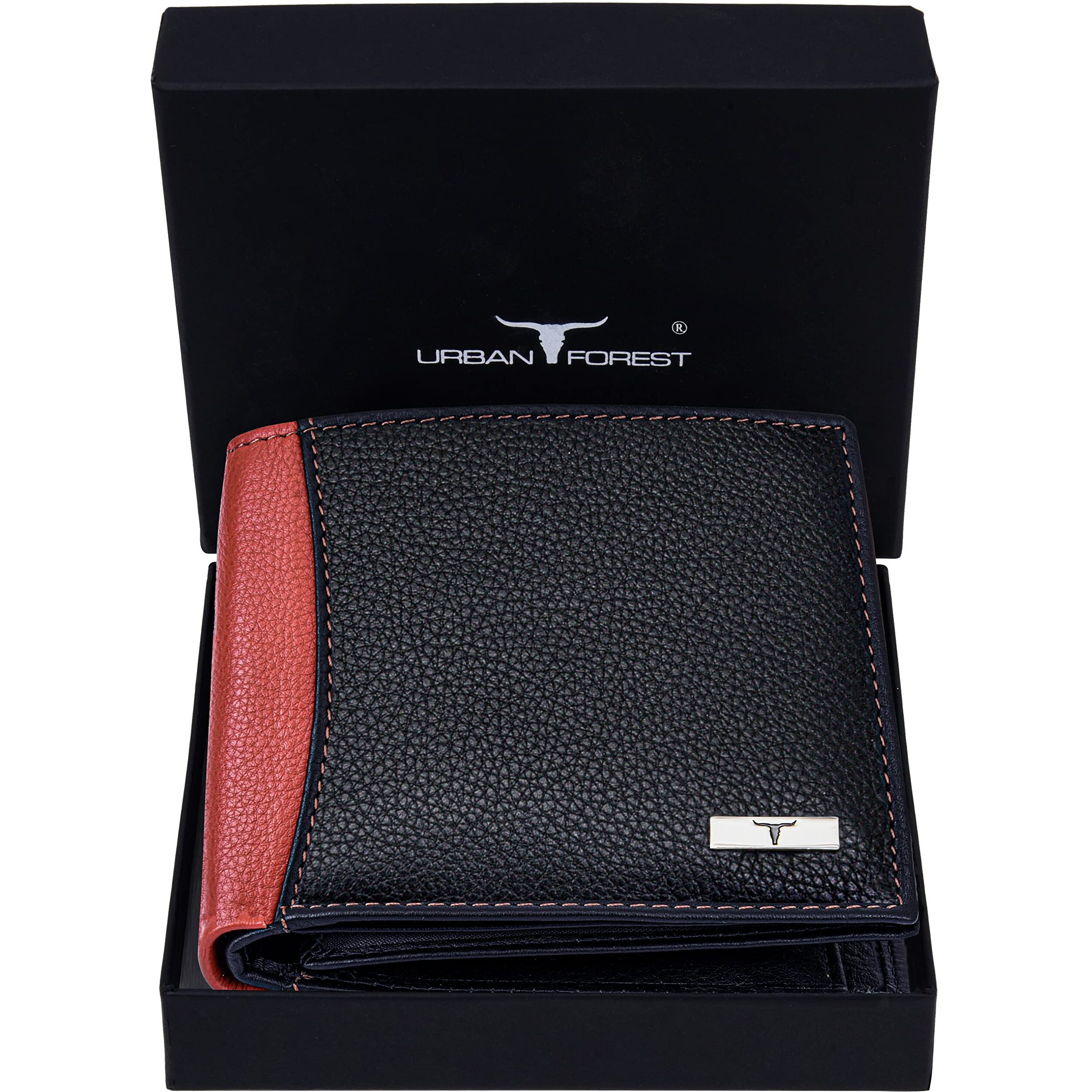 Urban Forest Ontario Black/Orange Leather Wallet For Men