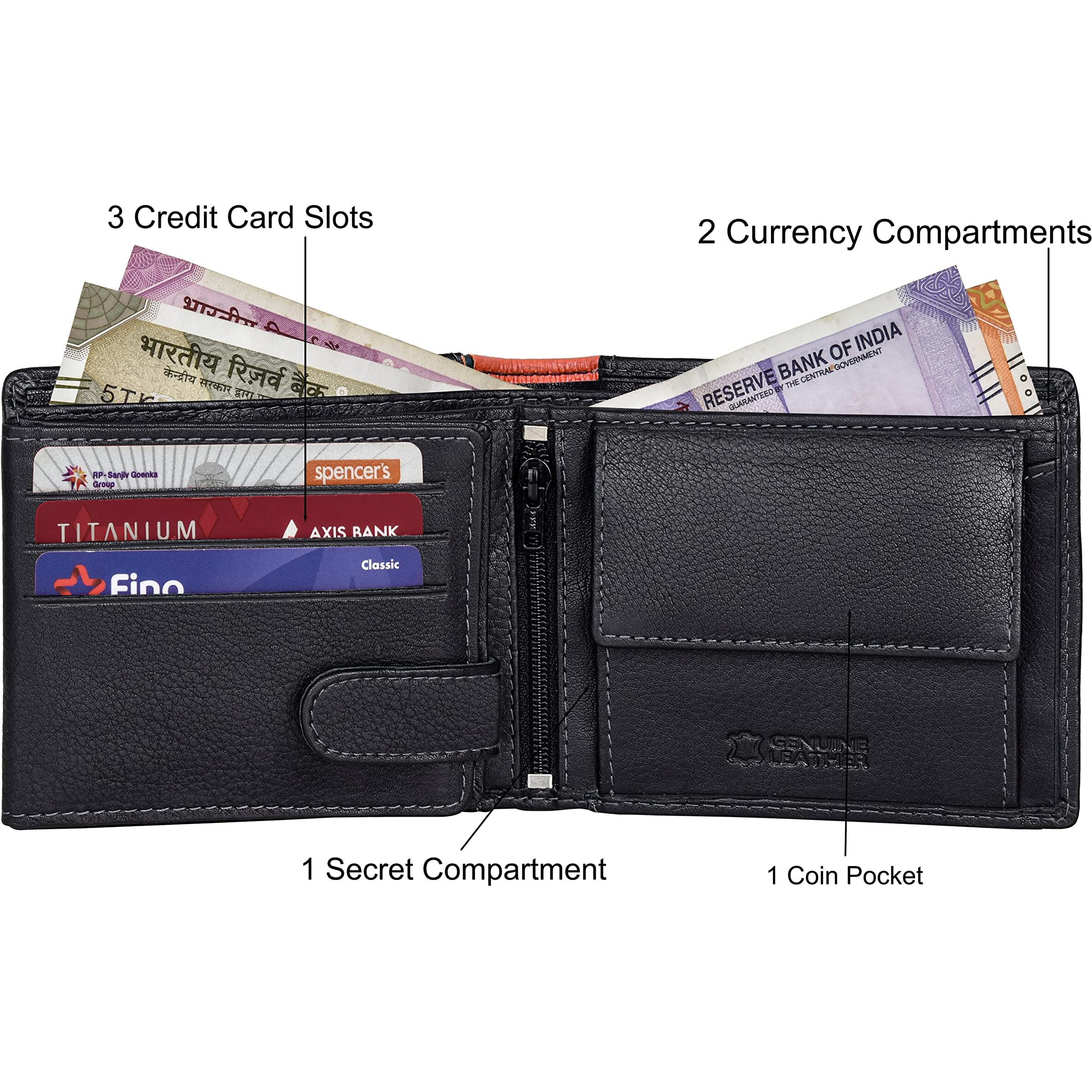 Urban Forest Ontario Black/Orange Leather Wallet For Men