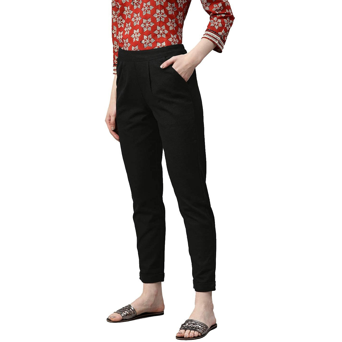 Digital Shopee Women Cotton Trouser Pant For Women | Girls Formal Casual Daily Party Office Wear Black