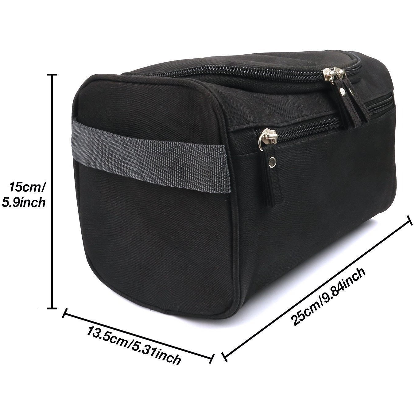 Xelvix Travel 13 Cms Toiletry Kit Bag Cosmetic Organizer Nylon Makeup Pouch For Women And Girls Travel Pouch Ladies Case Travelling Storage Inner Ware Up Brush Kit Holder Men (Black)