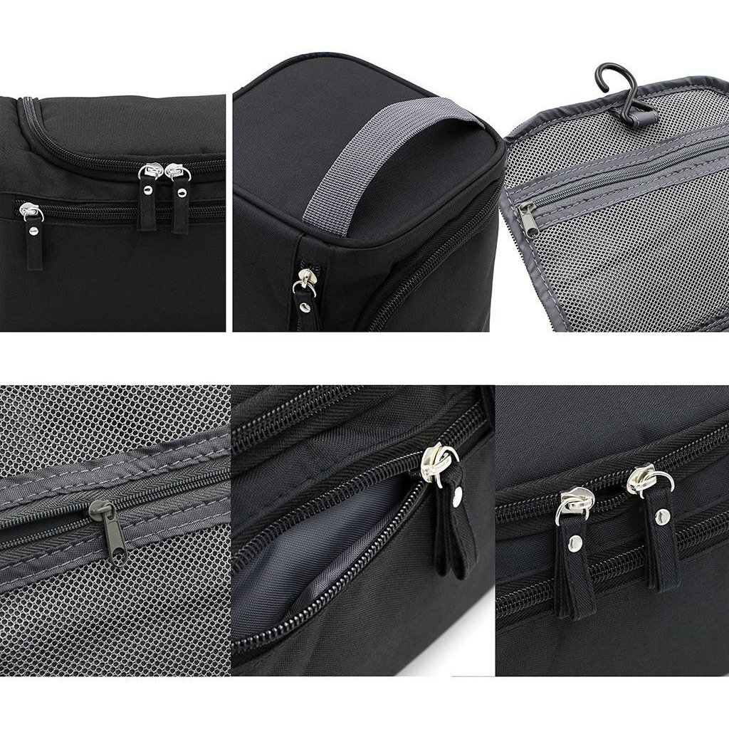 Xelvix Travel 13 Cms Toiletry Kit Bag Cosmetic Organizer Nylon Makeup Pouch For Women And Girls Travel Pouch Ladies Case Travelling Storage Inner Ware Up Brush Kit Holder Men (Black)