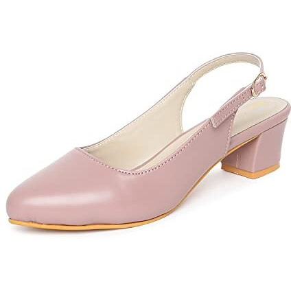 Marc Loire Women's Block Heel Pumps With Adjustable Ankle Strap, Nude, 8 Uk
