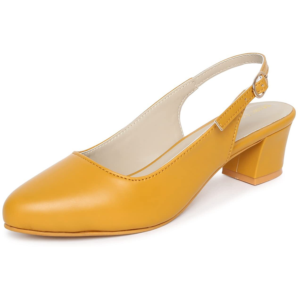 Marc Loire Women's Block Heel Pumps For Formal Wear Mustard, 8 Uk