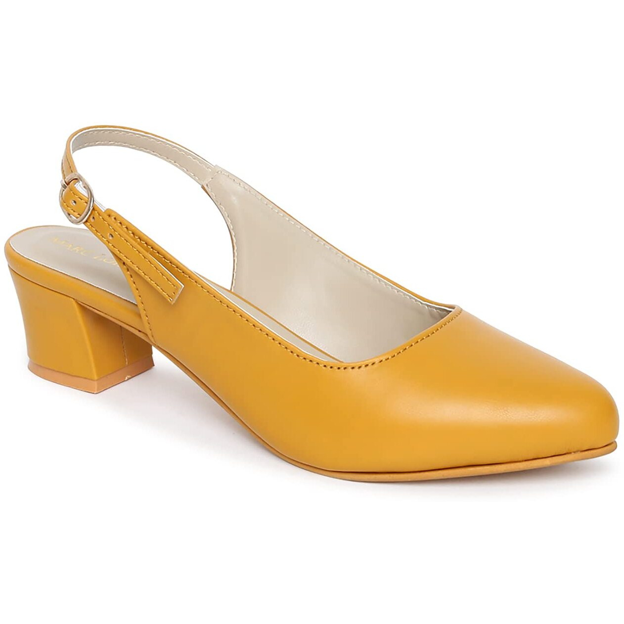 Marc Loire Women's Block Heel Pumps For Formal Wear Mustard, 8 Uk