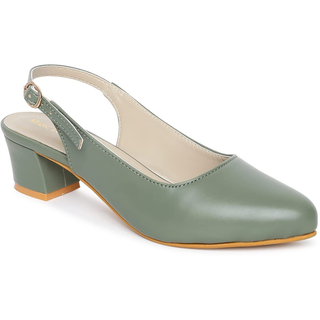 Marc Loire Women's Block Heel Fashion Sandal Pumps For Formal Wear Olive, 7 Uk