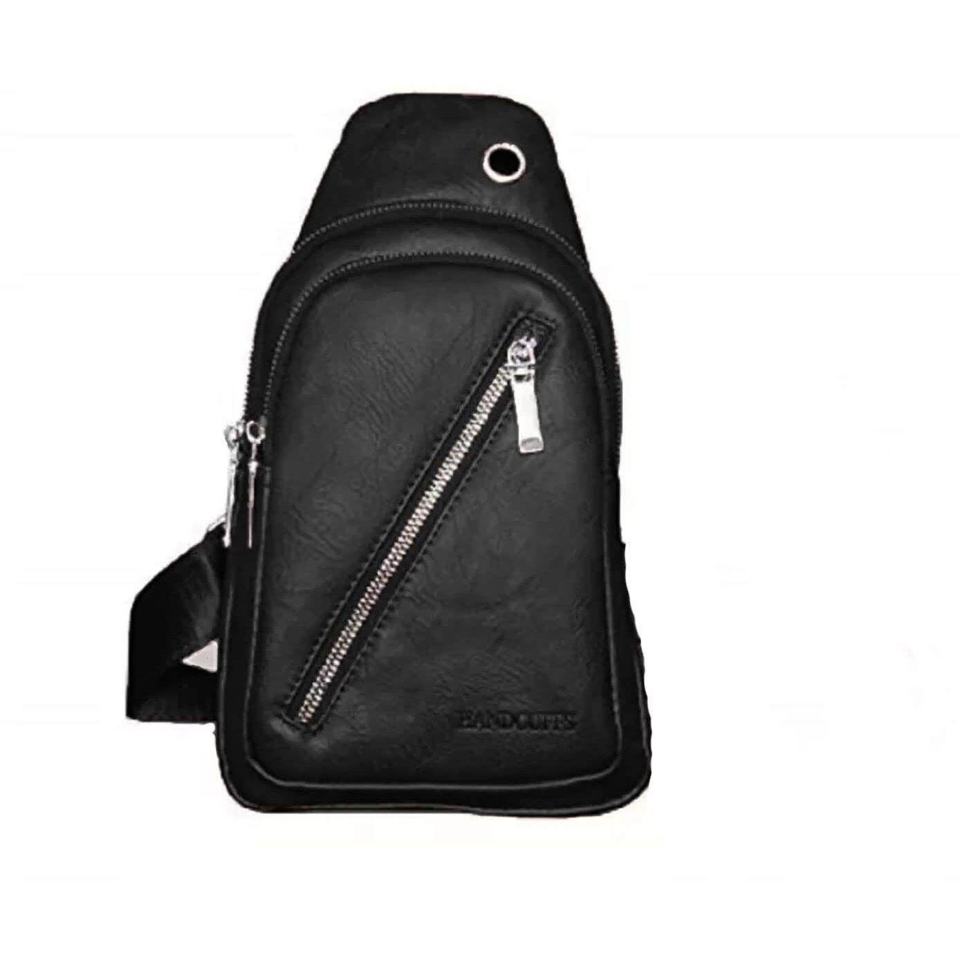 Handcuffs Sling Crossbody Bag For Men, Stylish Chest Shoulder Bag For Men & Women, Adjustable Strap For Commuting Travel Outdoor Activities (Black)