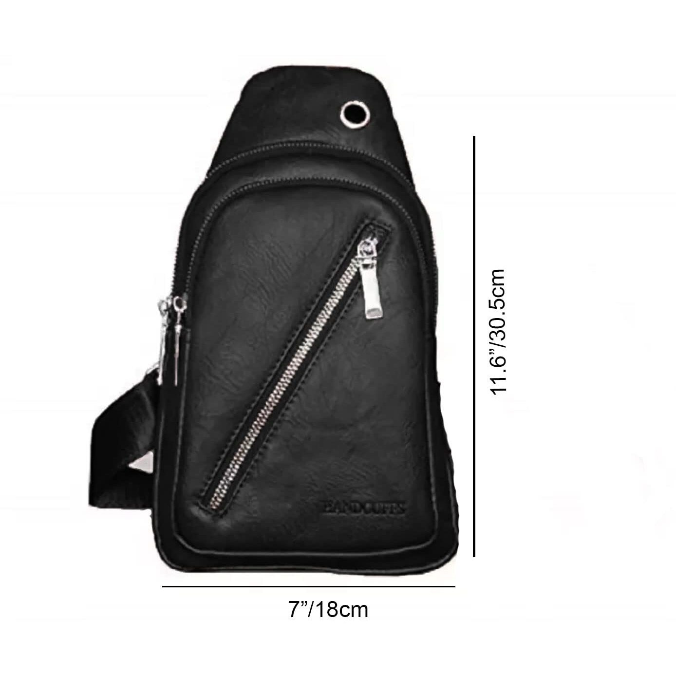 Handcuffs Sling Crossbody Bag For Men, Stylish Chest Shoulder Bag For Men & Women, Adjustable Strap For Commuting Travel Outdoor Activities (Black)