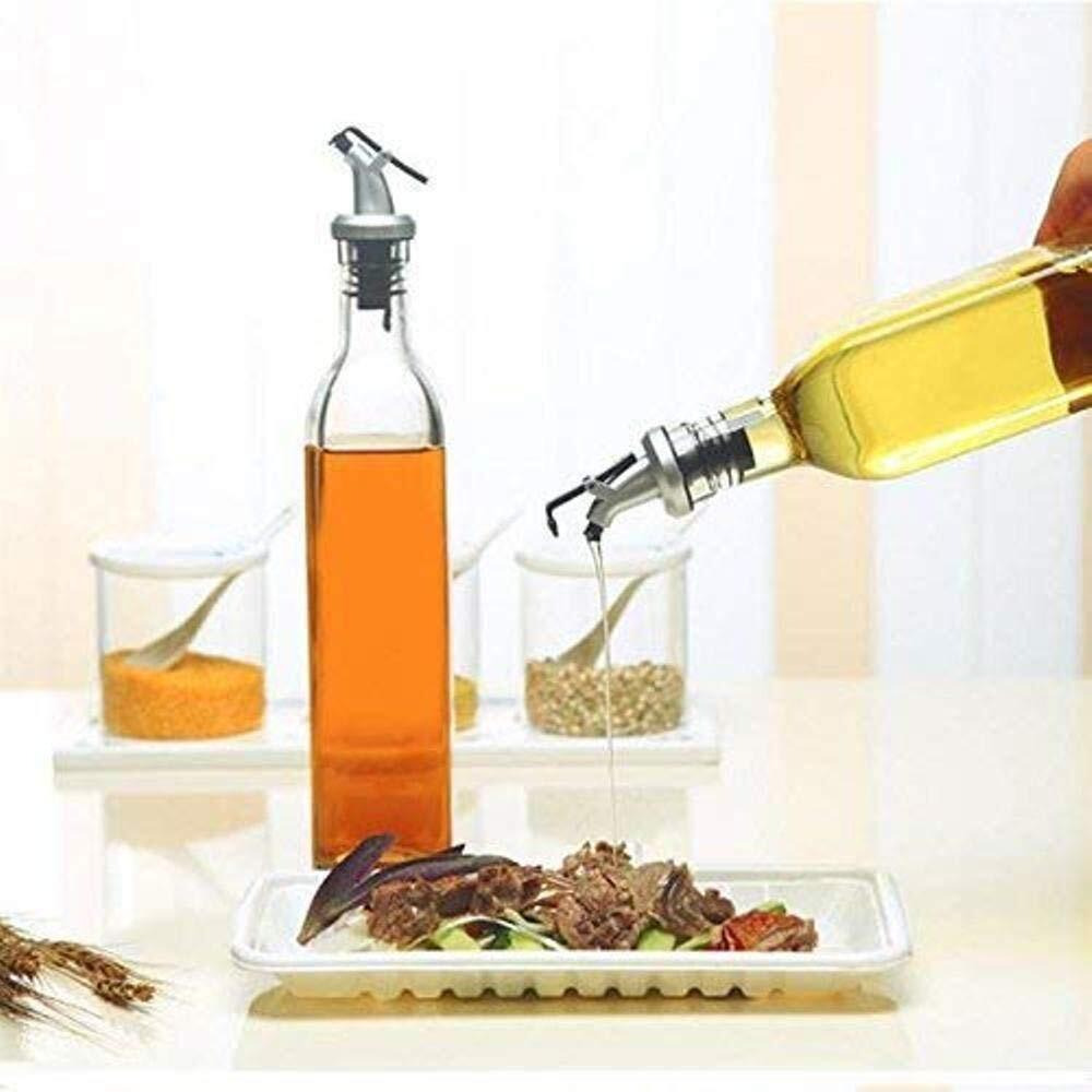 Xariya Oil And Vinegar Dispenser Bottle For Kitchen, Glass Oil Bottle, Kitchen Oil Container, Oil Pourer With Funnel (Pack Of 2Pc Oil Bottle + 1 Pc Funnel) Transparent | Glass, 500 Milliliter