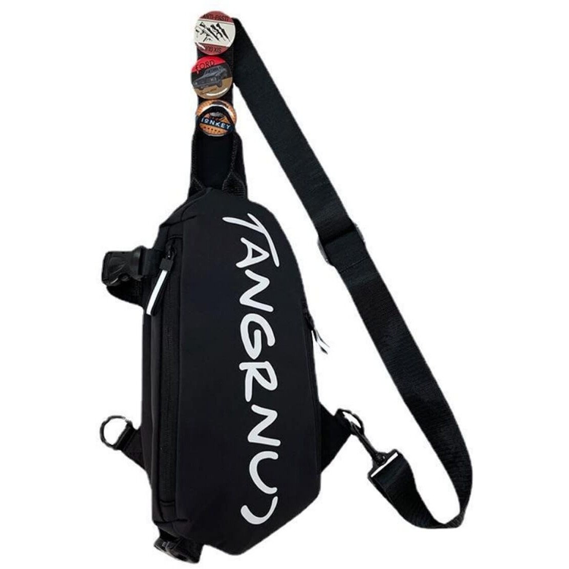 Gustave Crossbody Bag For Unisex With 3Pcs Badges, Waterproof Sling Bag Large Shoulder Bag With Adjustable Strap For Commuting Travel Outdoor Activities Cycling, Black
