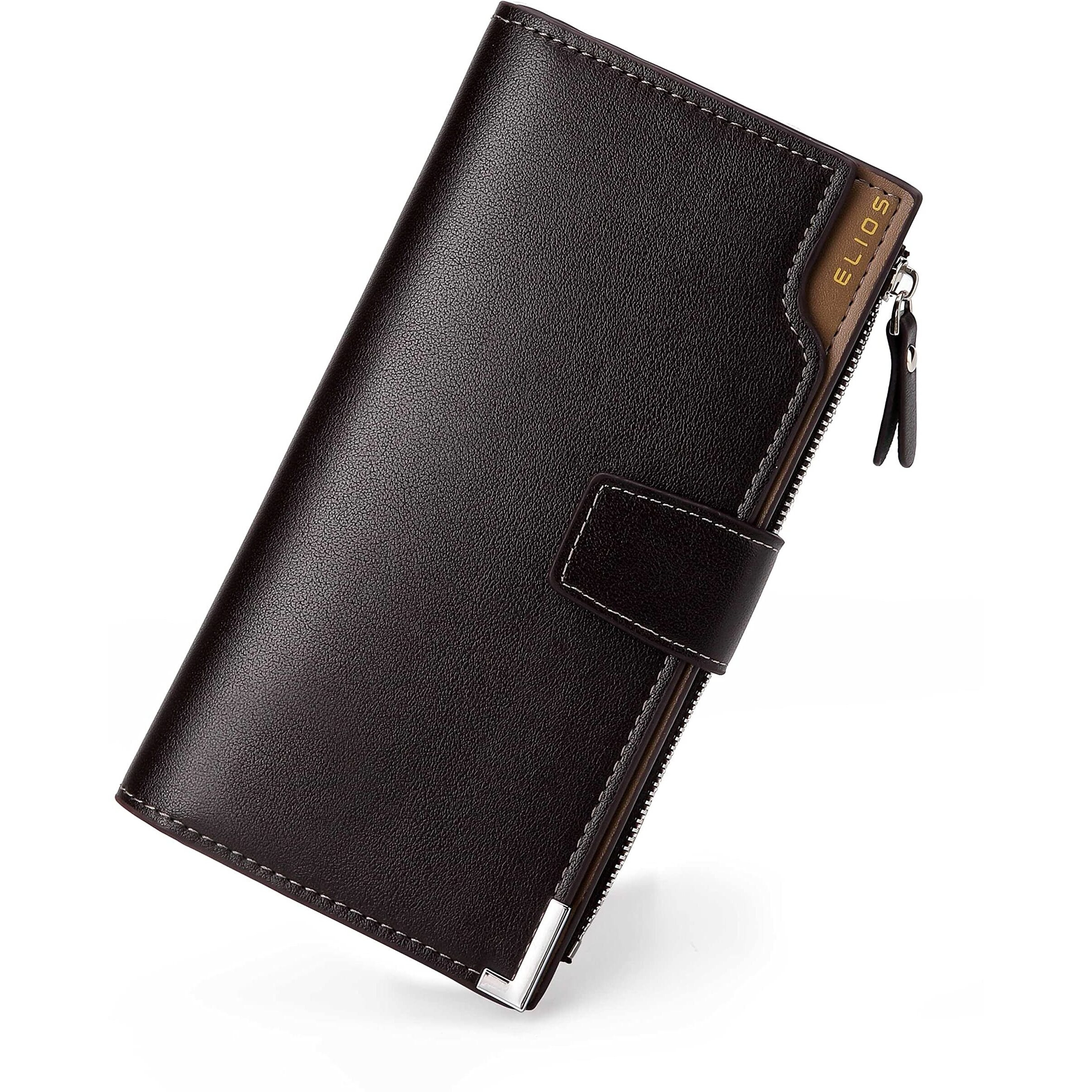 Elios Women 24 Card Slots Large Capacity Pu Leather Clutch Wallet Card Phone Holder Organizer Ladies Purse (Brown)