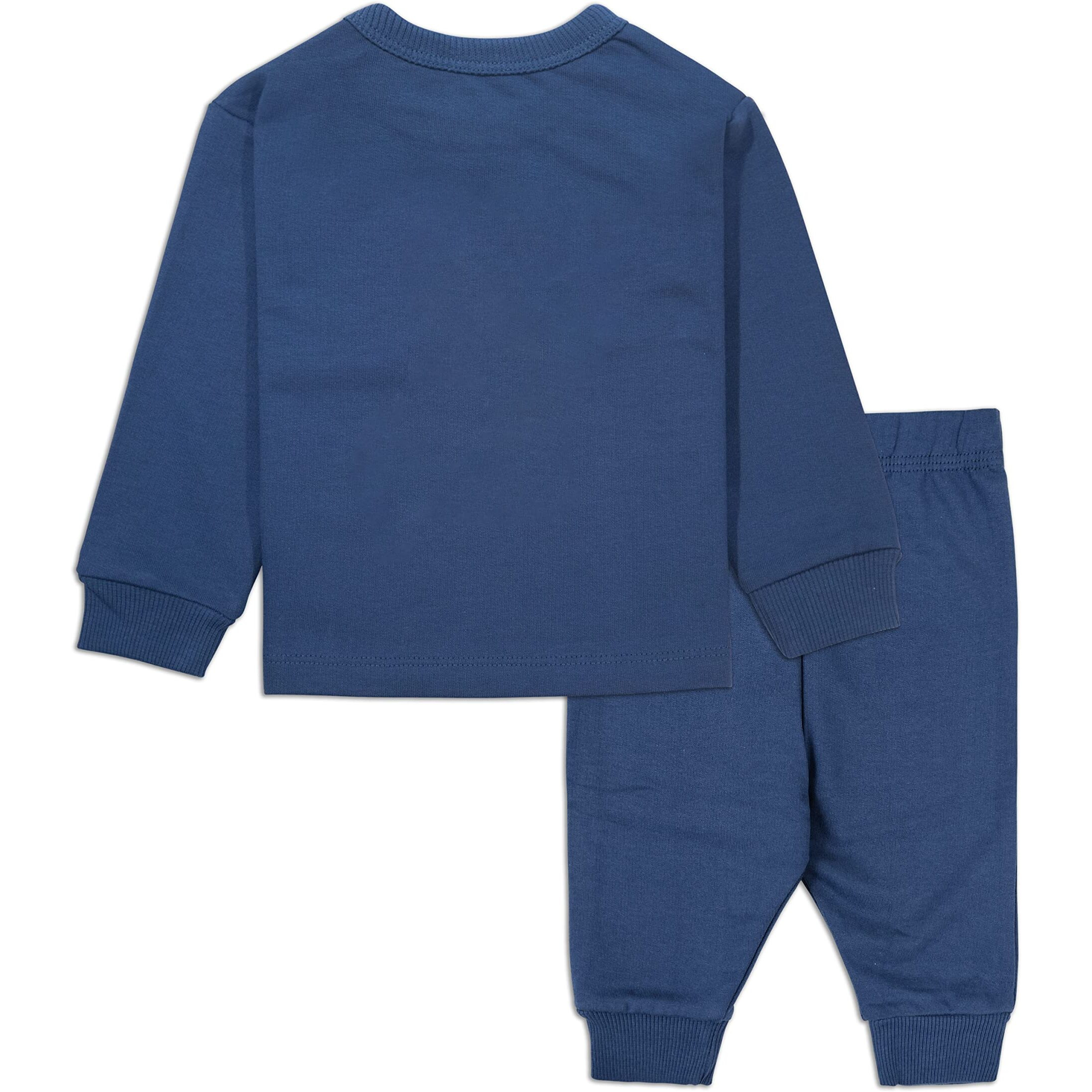 Ariel Cotton Fleece Clothing Sets For Boys & Girls - Unisex Winter Navy Lion Clothing Sets Full Sleeve T-Shirt & Pant, Size- 6-9 Months