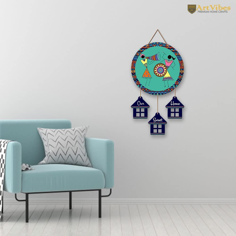 Artvibes Warli Dancing Art Wooden Wall Hanging Decorative Items For Home | Gifts | Wood Wall Hanger | Decoration For Living Room | Artworks | Modern Decor Items (Wh_7206N)
