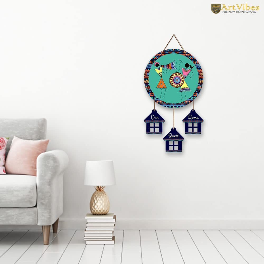 Artvibes Warli Dancing Art Wooden Wall Hanging Decorative Items For Home | Gifts | Wood Wall Hanger | Decoration For Living Room | Artworks | Modern Decor Items (Wh_7206N)