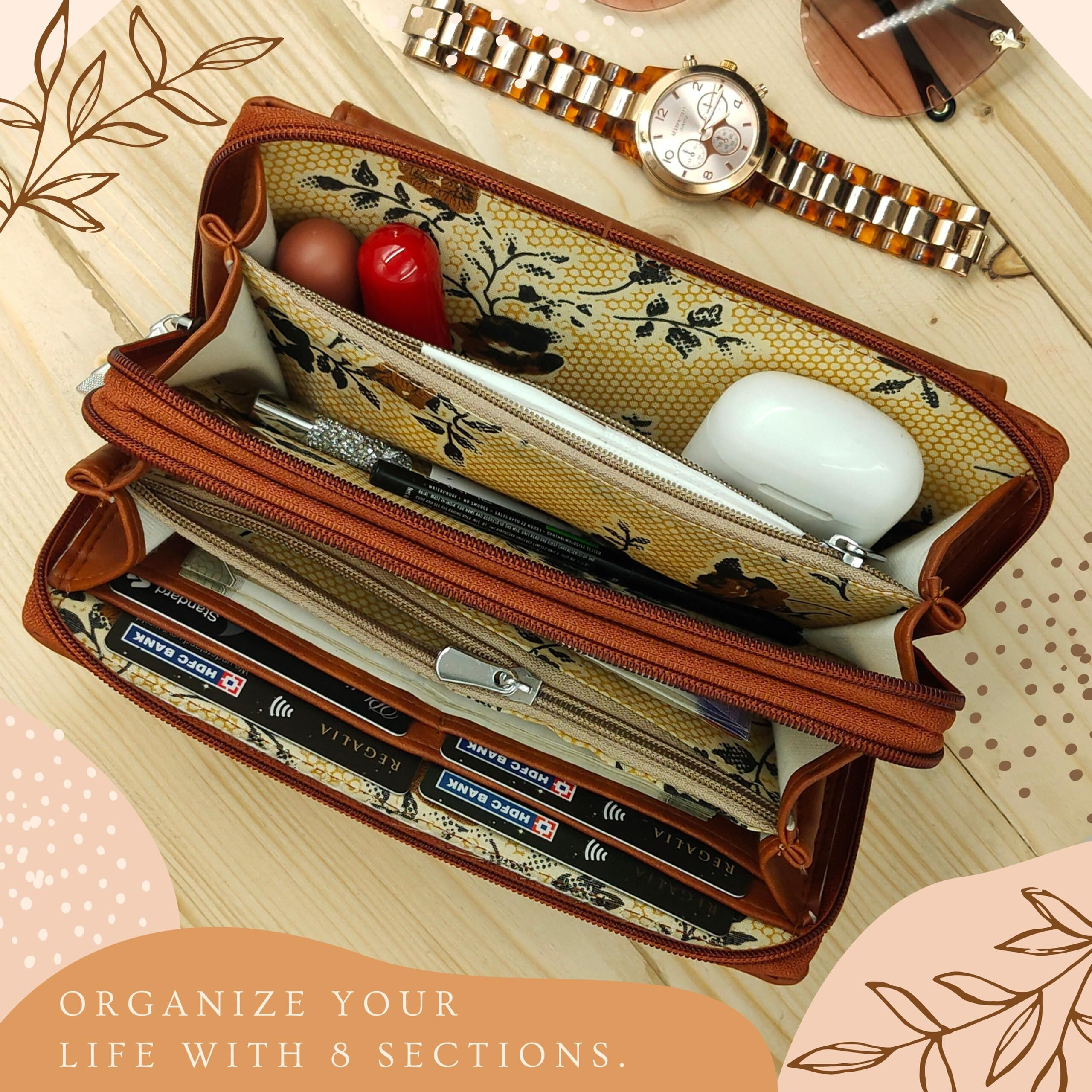B4Bags Wallet For Women | Clutch For Women Daily Use | Ladies Hand Purse For Women Stylish Latest | Ladies Purse For Women Latest |Gifts For Women Wallets For Women Purse |Gift For Girls (Tan)