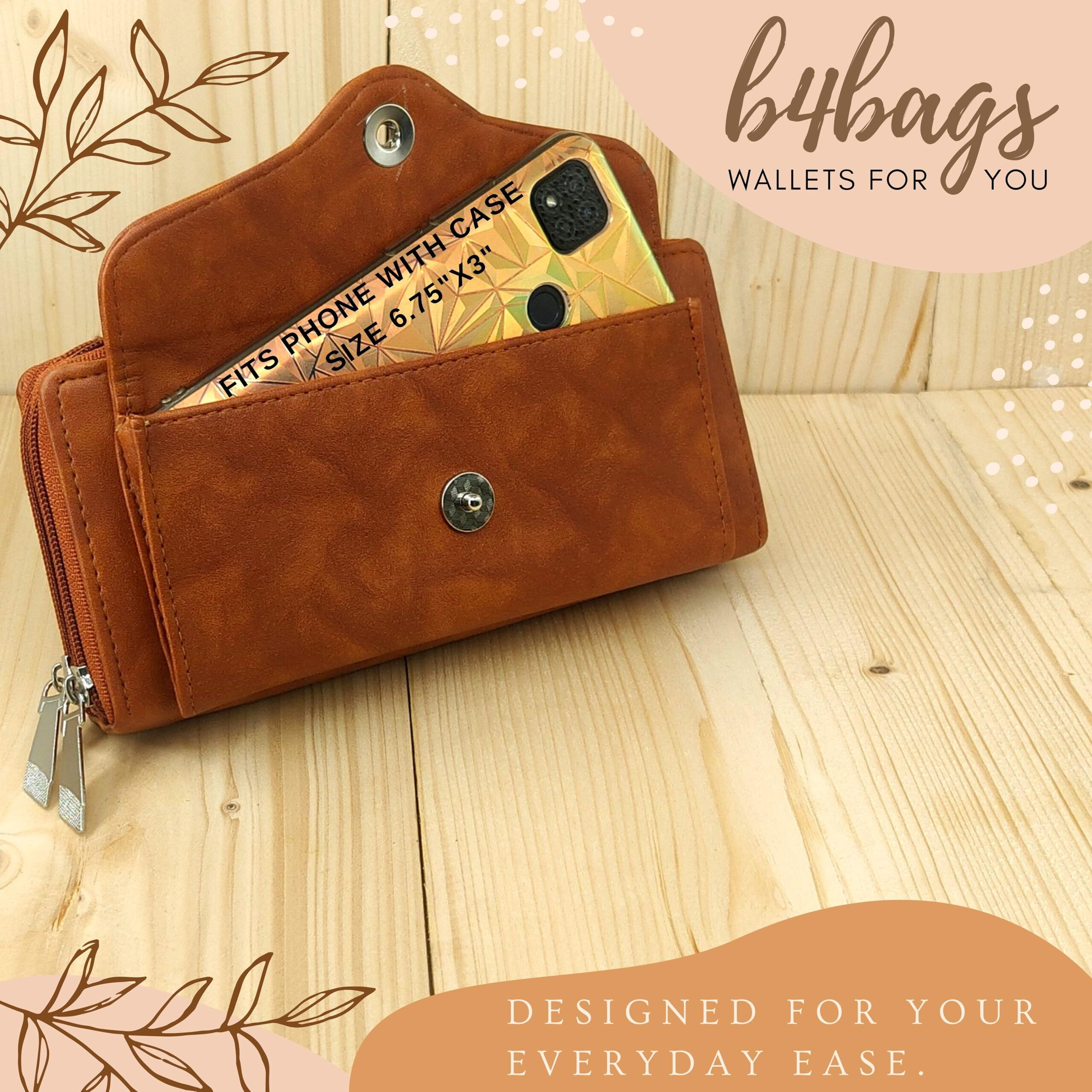 B4Bags Wallet For Women | Clutch For Women Daily Use | Ladies Hand Purse For Women Stylish Latest | Ladies Purse For Women Latest |Gifts For Women Wallets For Women Purse |Gift For Girls (Tan)
