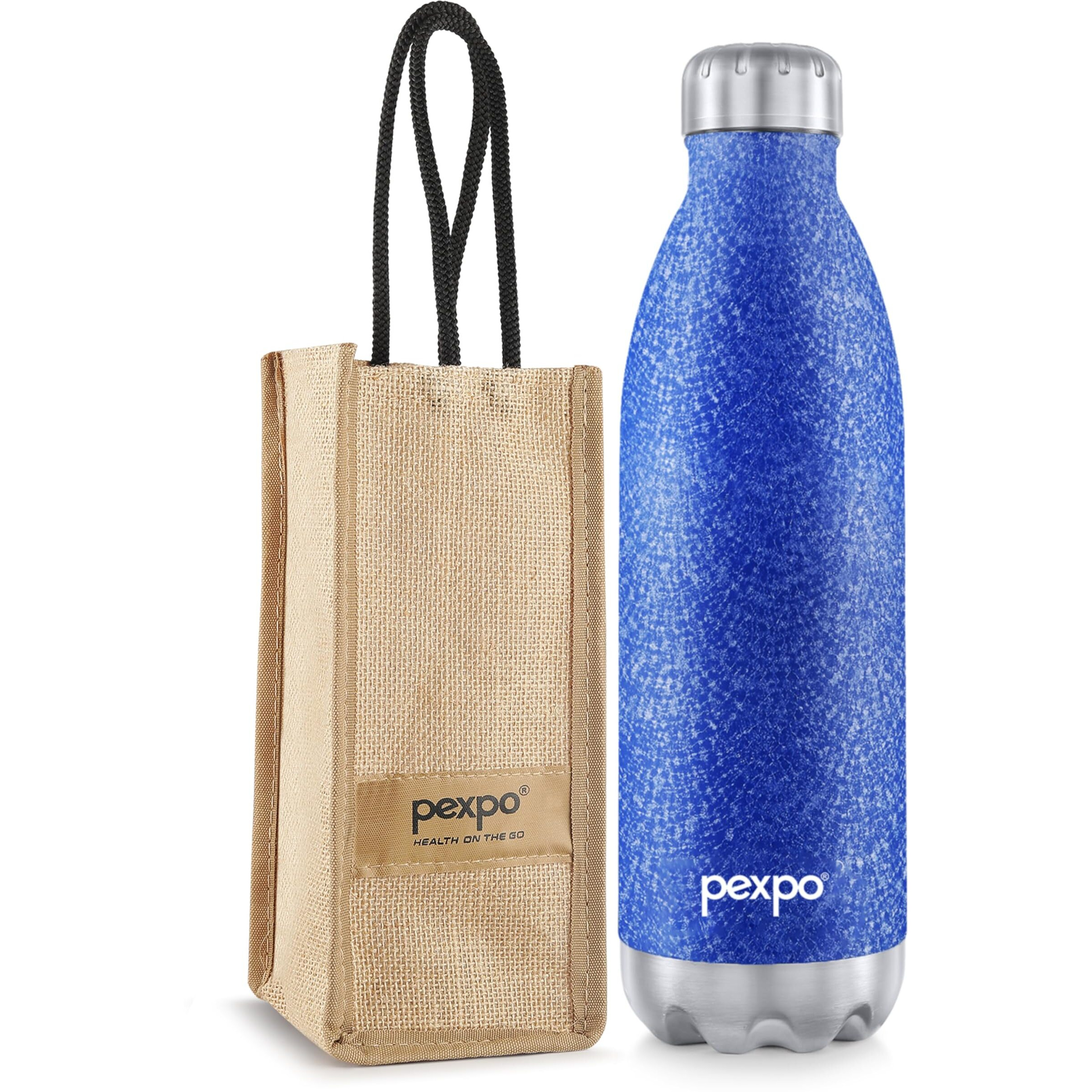 Pexpo Electro Hot & Cold Isi Certified With Jute Bag | Stainless Steel Water Bottle - 1800Ml Blue | Thermoflask | Office Bottle | Workout | Travelling | Home