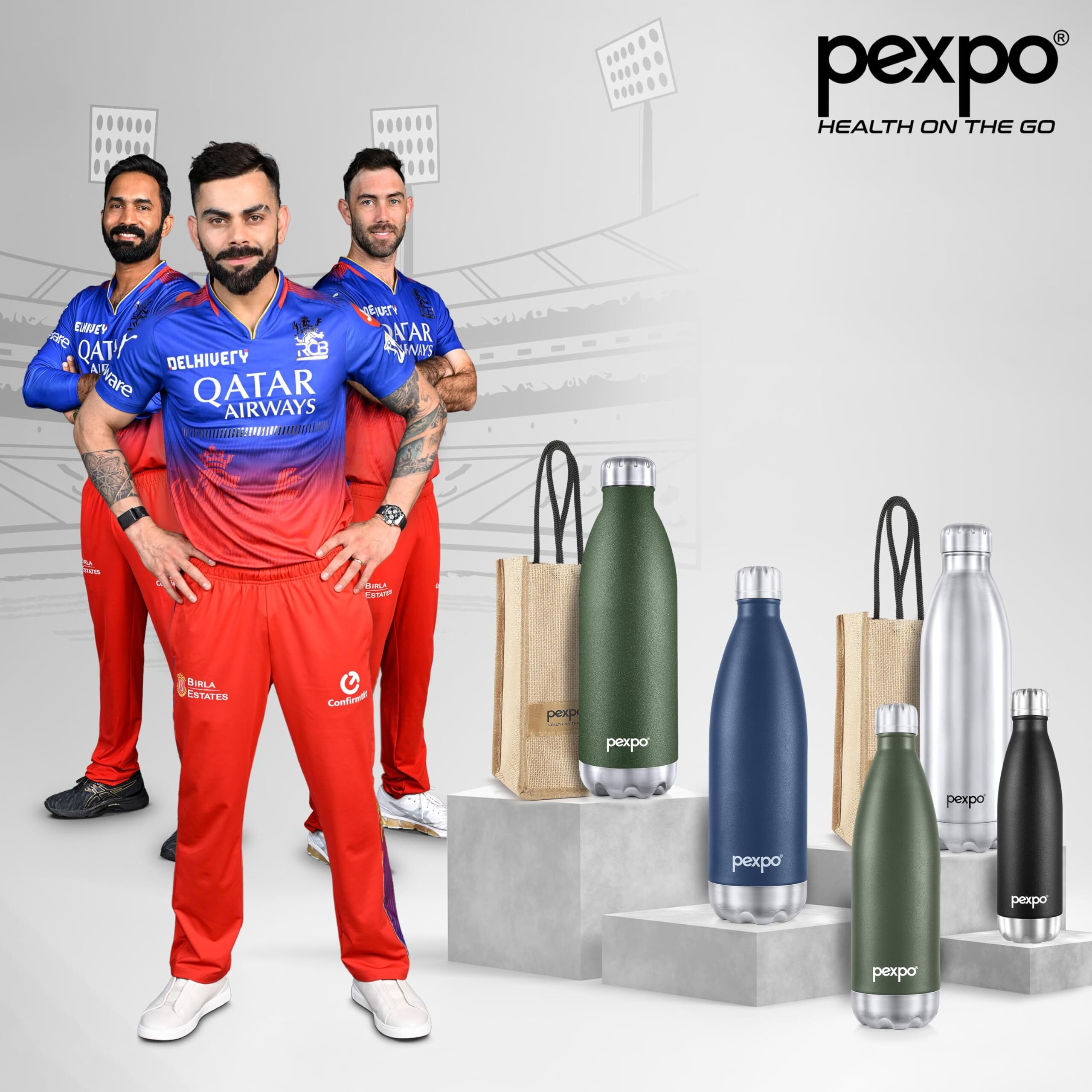 Pexpo Electro Hot & Cold Isi Certified With Jute Bag | Stainless Steel Water Bottle - 1800Ml Blue | Thermoflask | Office Bottle | Workout | Travelling | Home
