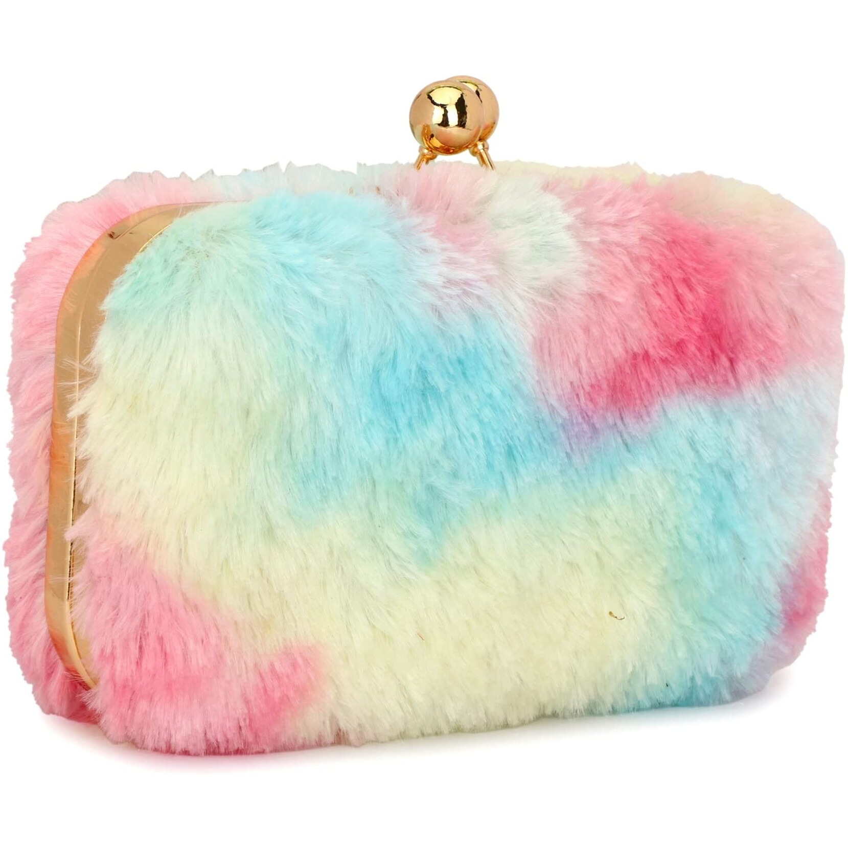 Tooba Women Handicraft Beautiful Bling Box Clutch Fur Bag Purse For Bridal, Casual, Wedding Bag For Women & Girls (Multicolor)