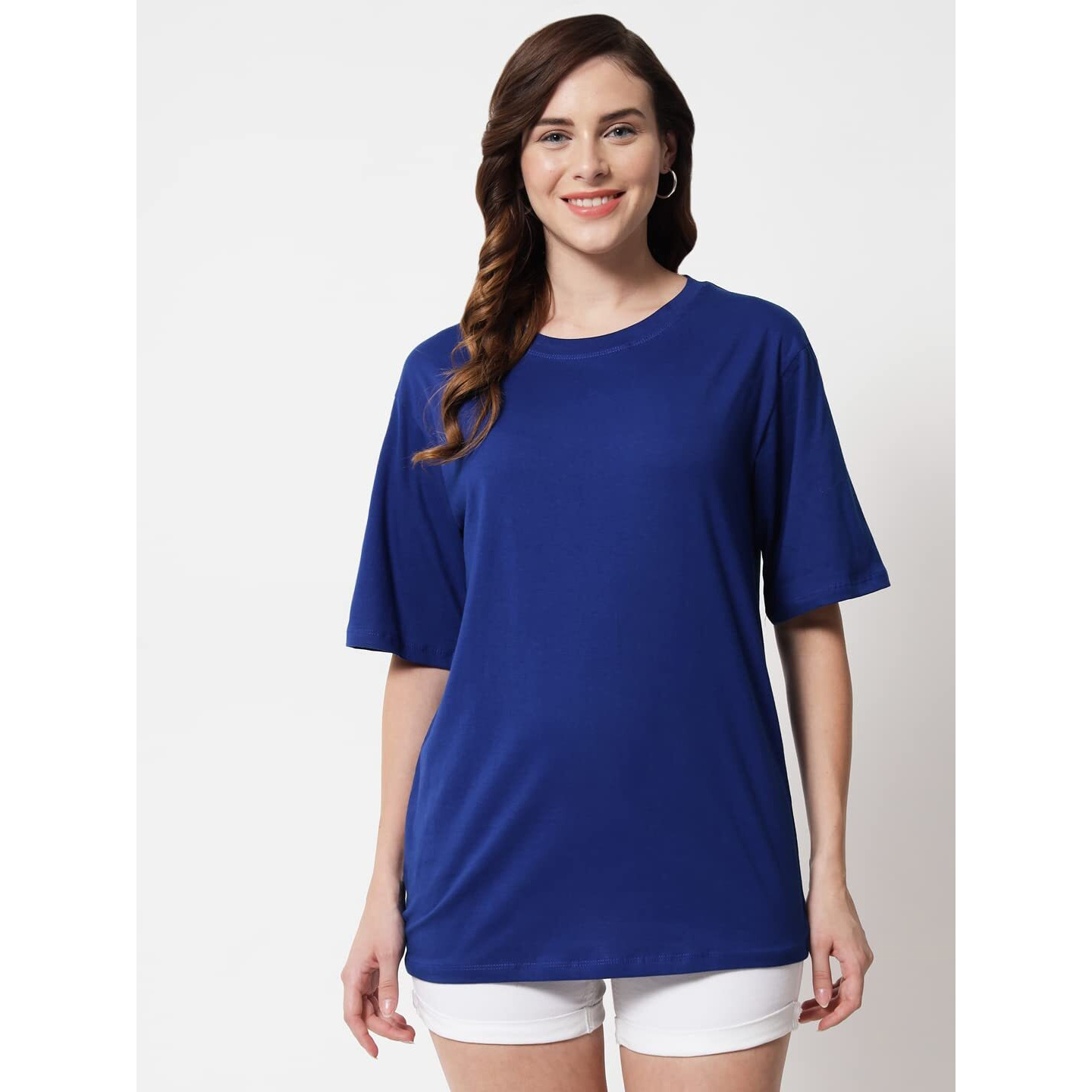 Funday Fashion Cotton Half Sleeve Printed Oversized T-Shirt For Womens/Girls (Pack Of 2) (Xxxx-Large, Rani Pink & Royal Blue)