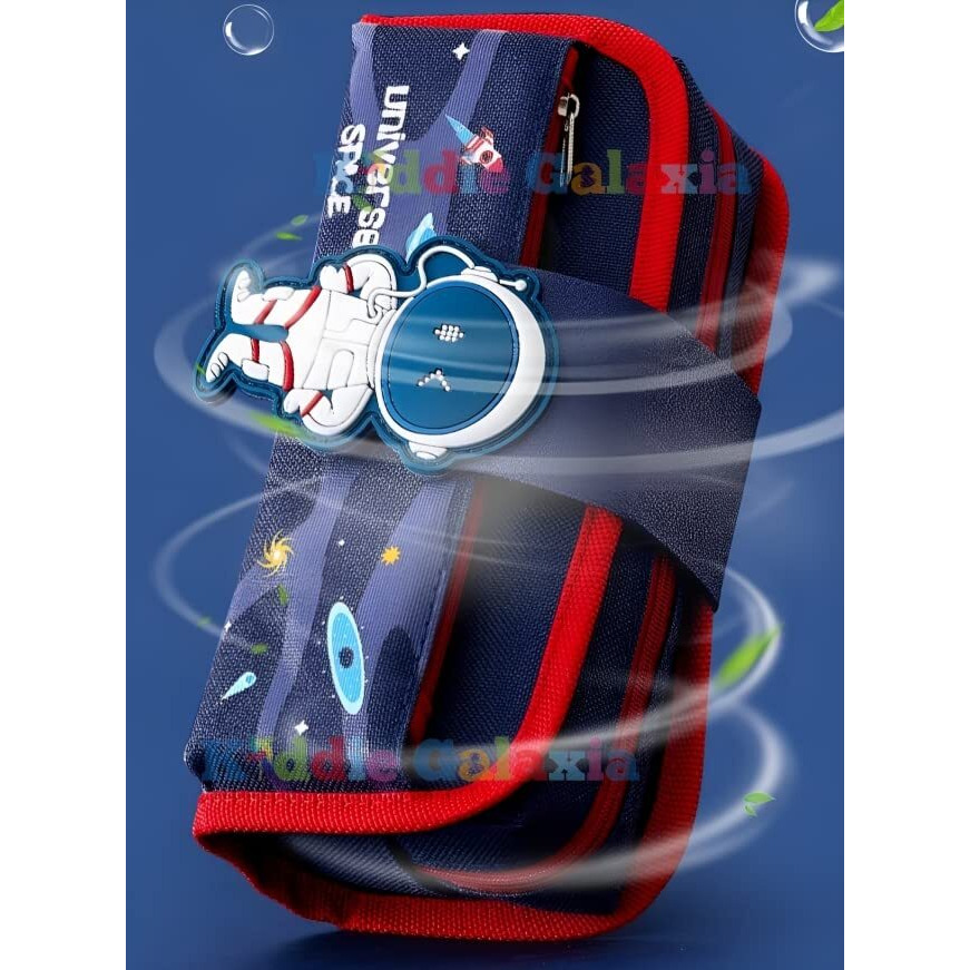 Kiddie Galaxia Space Astronaut Pencil Case Large Capacity Pen Bag,Cute Cartoon Stationery Organizer Detachable Zipper Pen Pouch,Polyester Storage Box For Boys Girls Teen Student - Multicolor