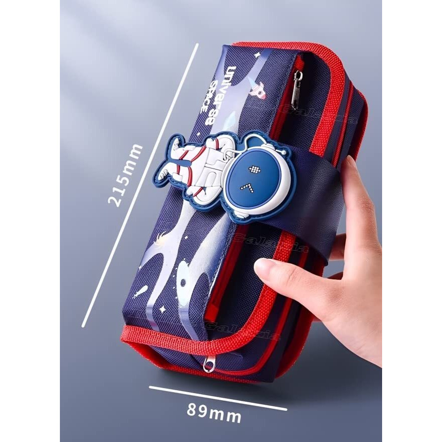 Kiddie Galaxia Space Astronaut Pencil Case Large Capacity Pen Bag,Cute Cartoon Stationery Organizer Detachable Zipper Pen Pouch,Polyester Storage Box For Boys Girls Teen Student - Multicolor