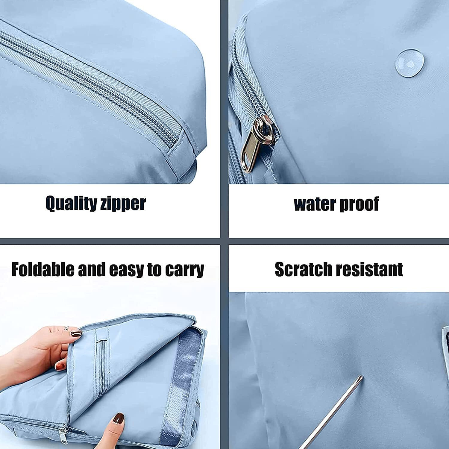 Lnt Womens Nylon Large Capacity Casual Folding Travel Bag Travel Lightweight Waterproof Carry On Luggage Bags With Fixed Strap Dry And Wet Separation Foldable Travel Duffel Bag Peach(Blue),55 Cms