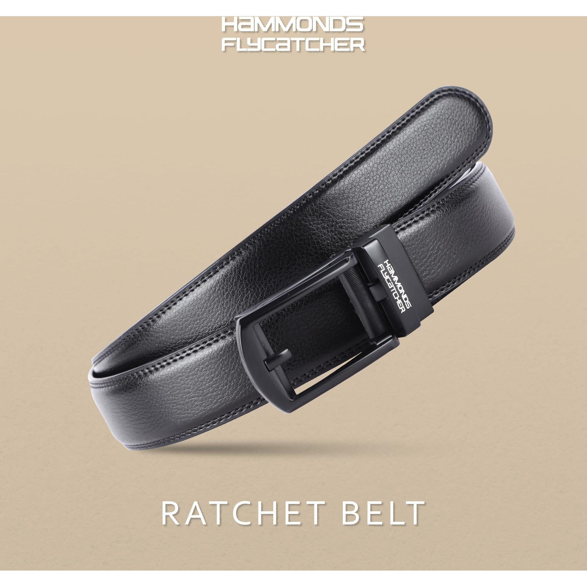 Hammonds Flycatcher Genuine Leather Belt For Men - Perfect For Formal And Casual Wear - Majestic Black - Adjustable Waistband Up To 46 Inches - Autolock Belt For Formal And Casual Wear